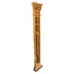 Corinthian Hand-Painted  Pilaster Carved in Wood