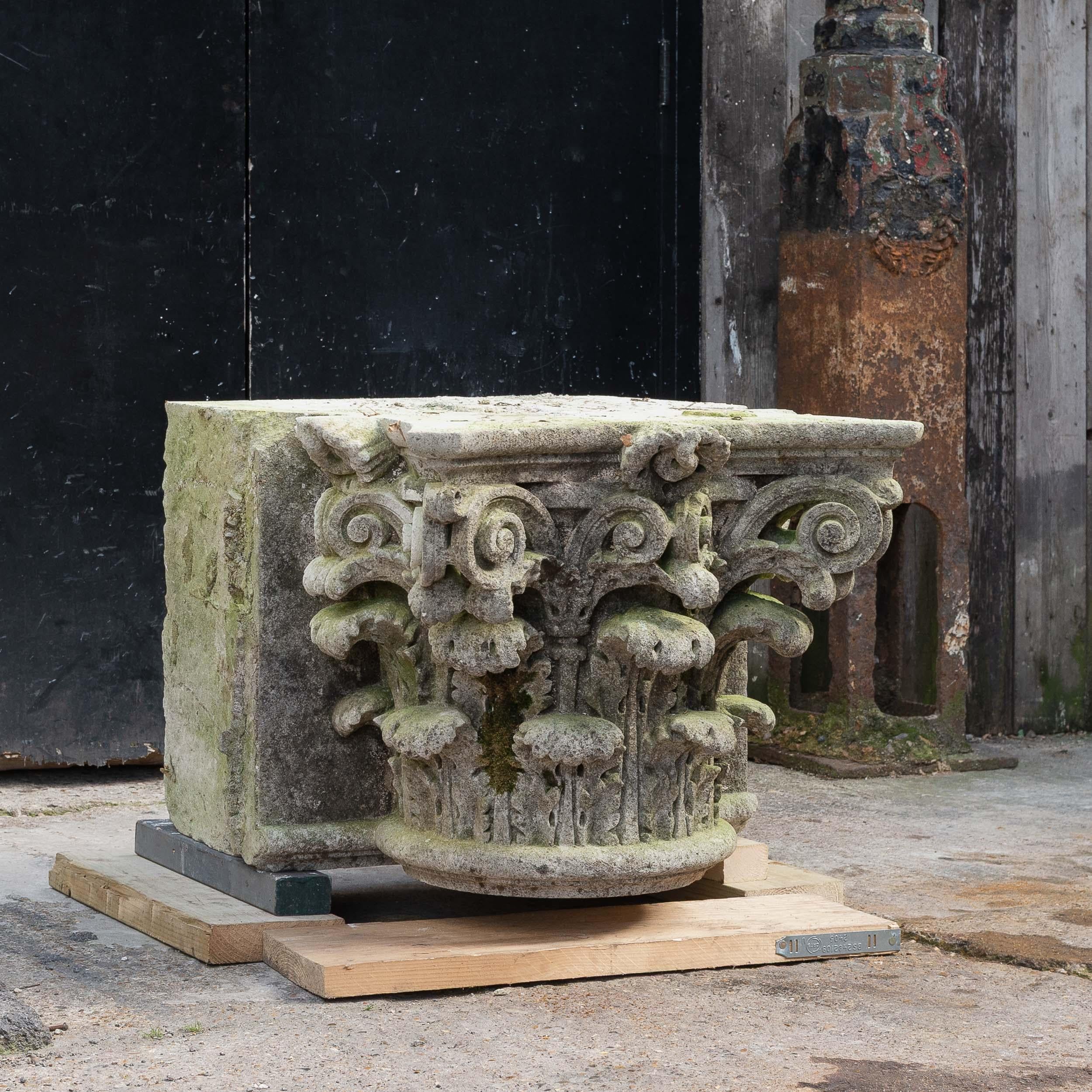 Classical Roman Corinthian Order Portland Stone Capital For Sale