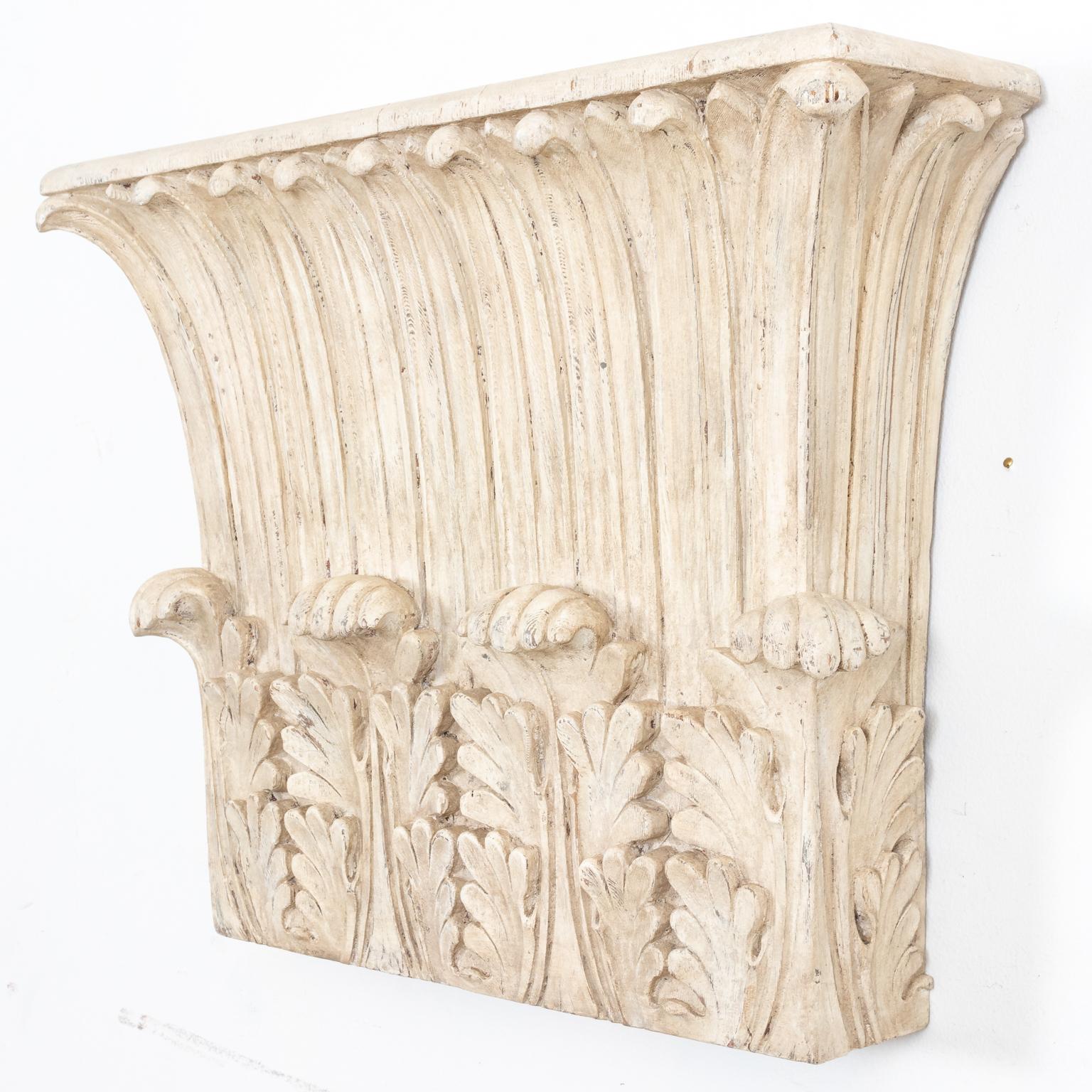 Neoclassical Corinthian Style Architectural Wood Element Wall Brackets