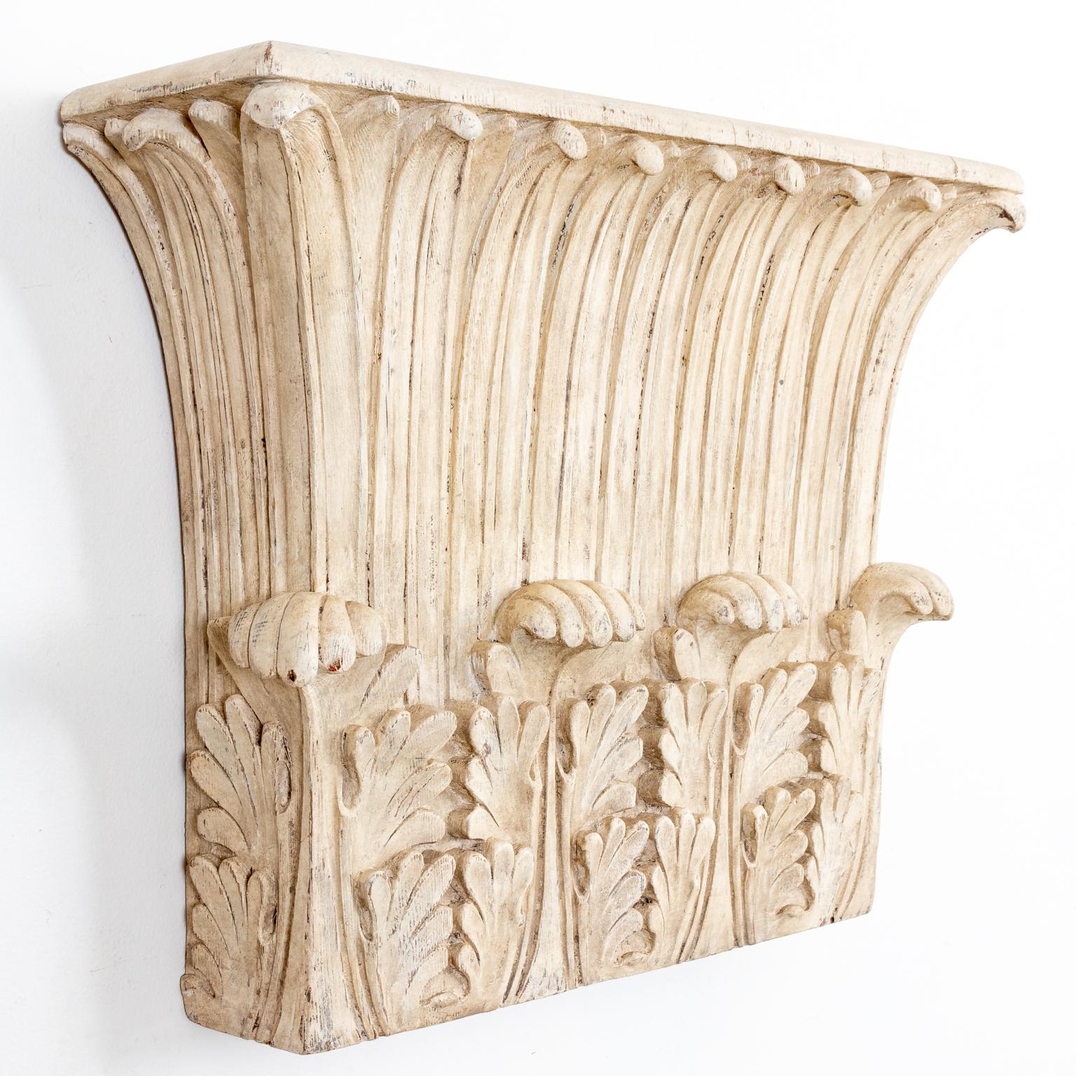 Corinthian Style Architectural Wood Element Wall Brackets In Good Condition In Stamford, CT