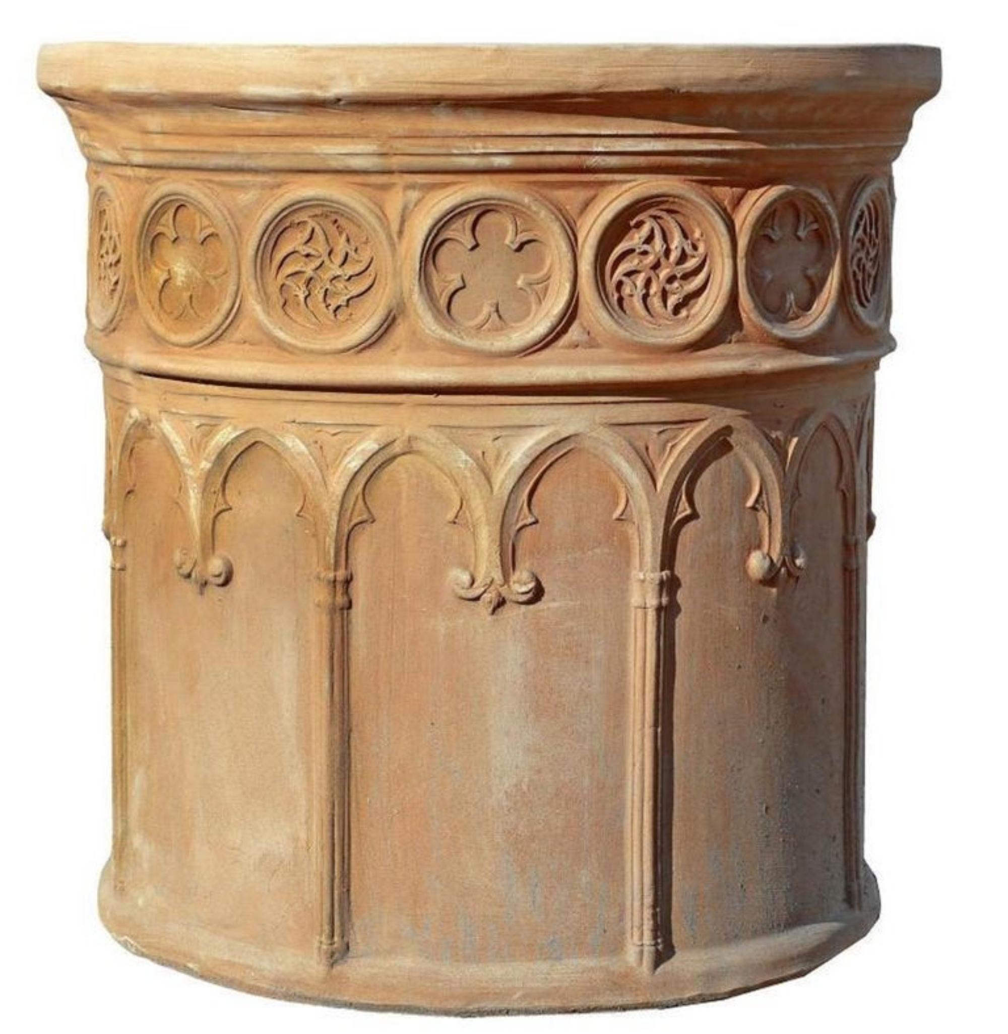 Corinthian vase.
Tuscan terracotta.
20th Century.
Measures: diameter: 60 cm.
Internal diameter: 55 cm.
Depth: 50 cm.
Good conditions.