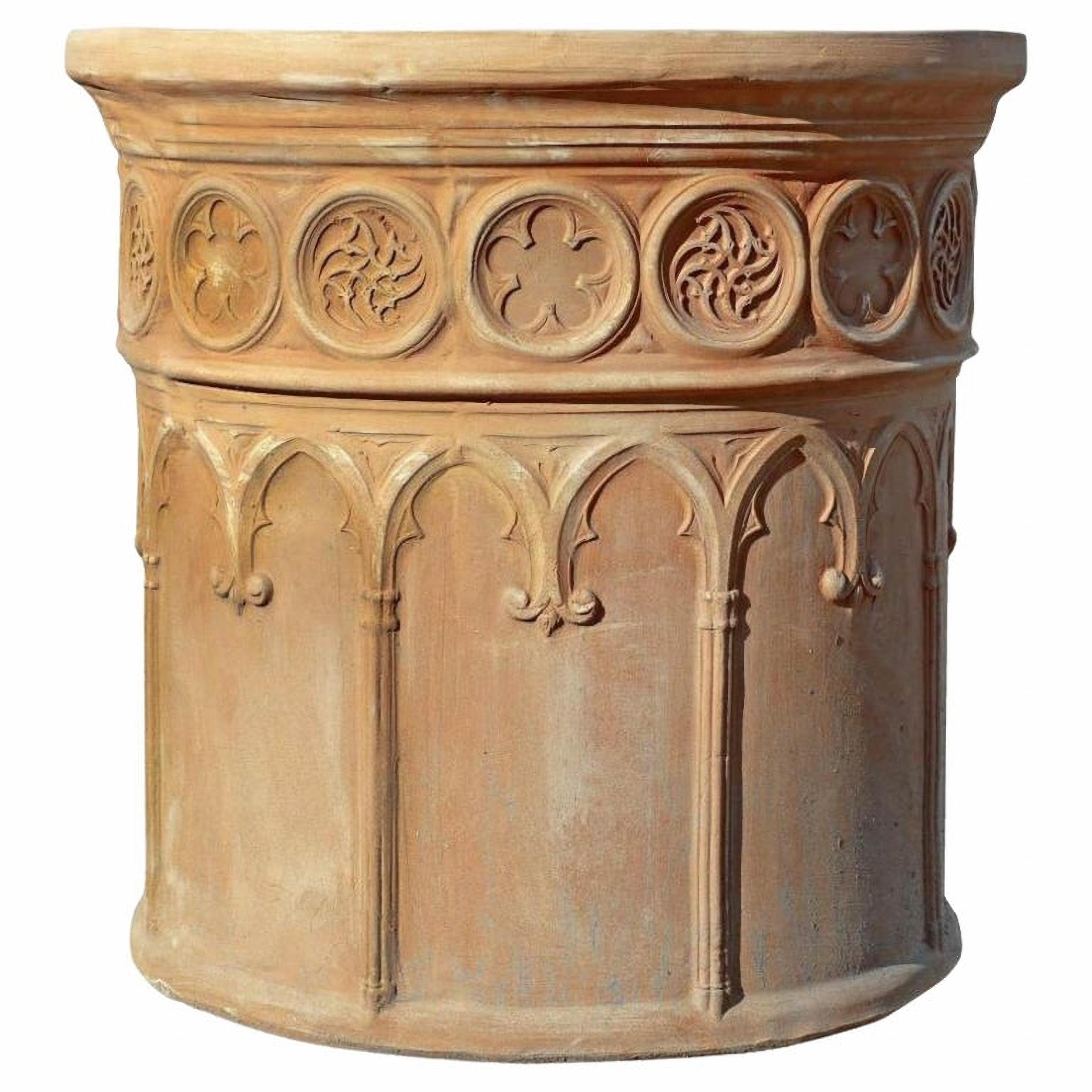 Hand-Crafted Corinthian Vase, Tuscan Terracotta, 20th Century For Sale