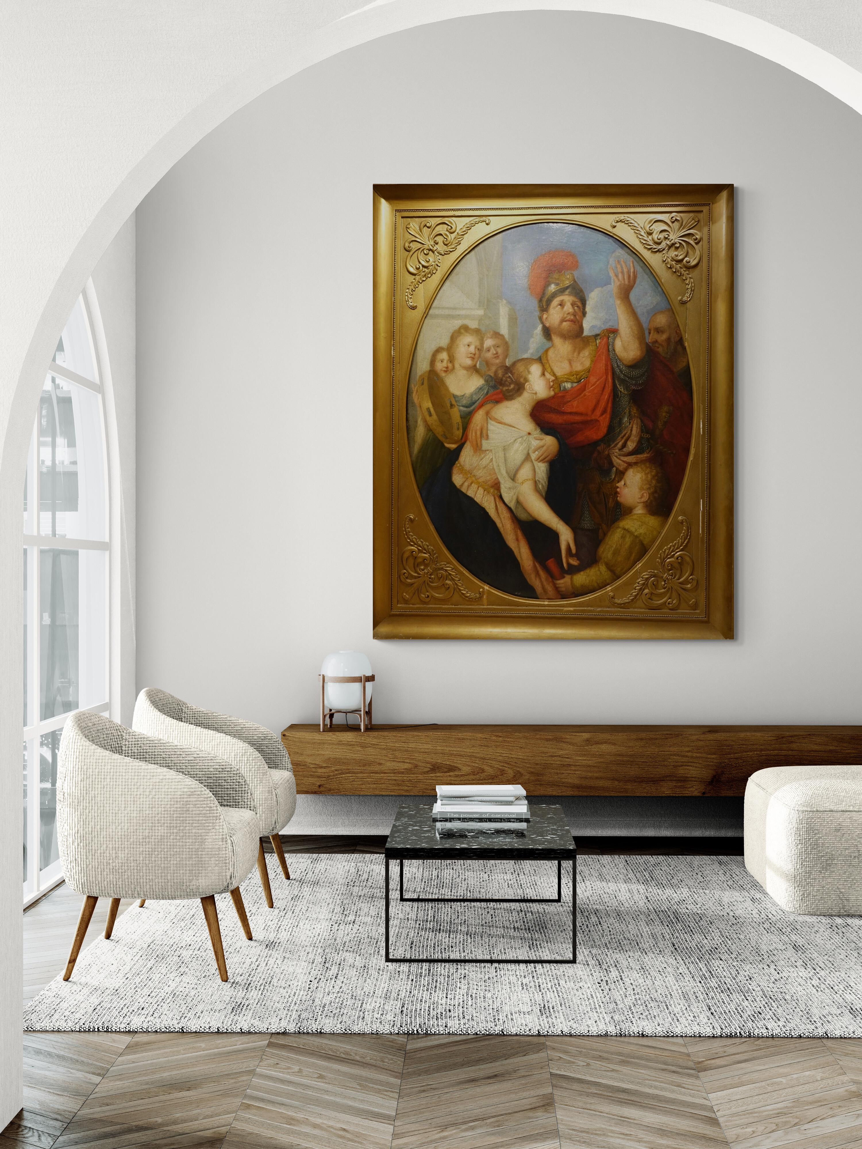 Baroque Coriolan's mother and wife beg him to spare Rome , German School Circa 1750 For Sale