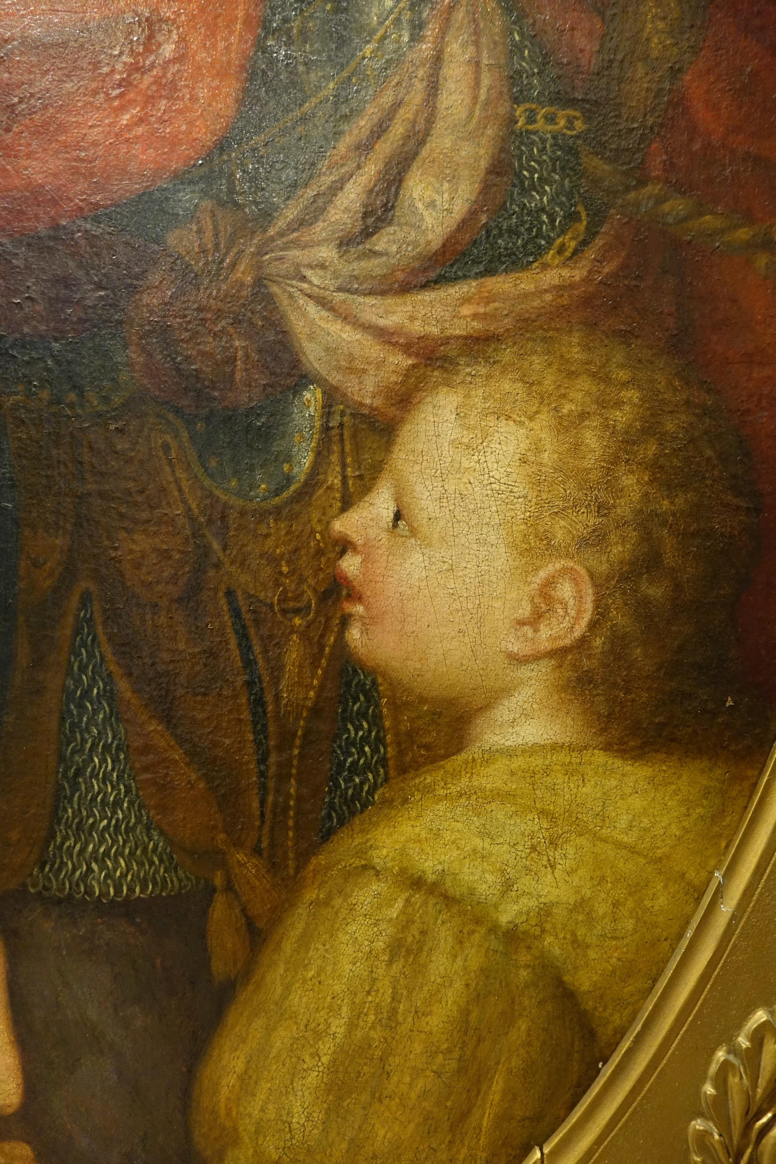 Coriolan's mother and wife beg him to spare Rome , German School Circa 1750 For Sale 3
