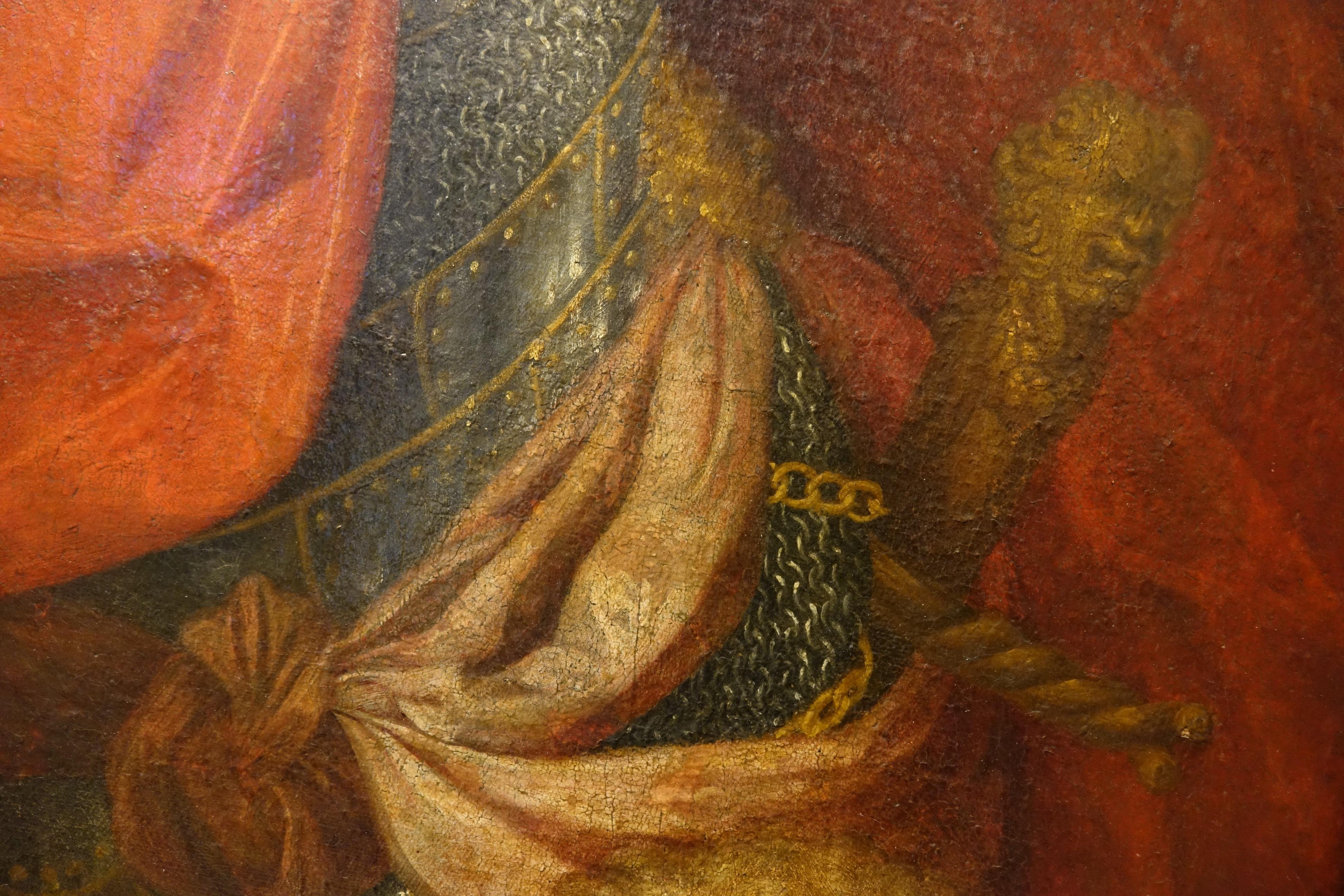 Coriolan's mother and wife beg him to spare Rome , German School Circa 1750 For Sale 4
