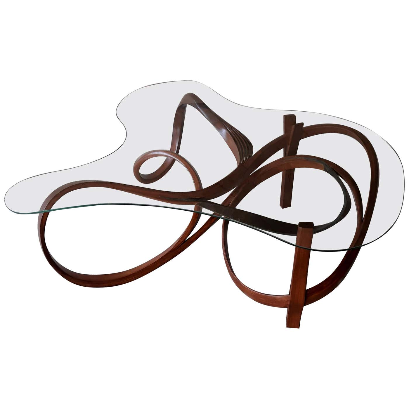 Corium, Centre Table, Brown Bent Wood by Raka Studio For Sale at ...