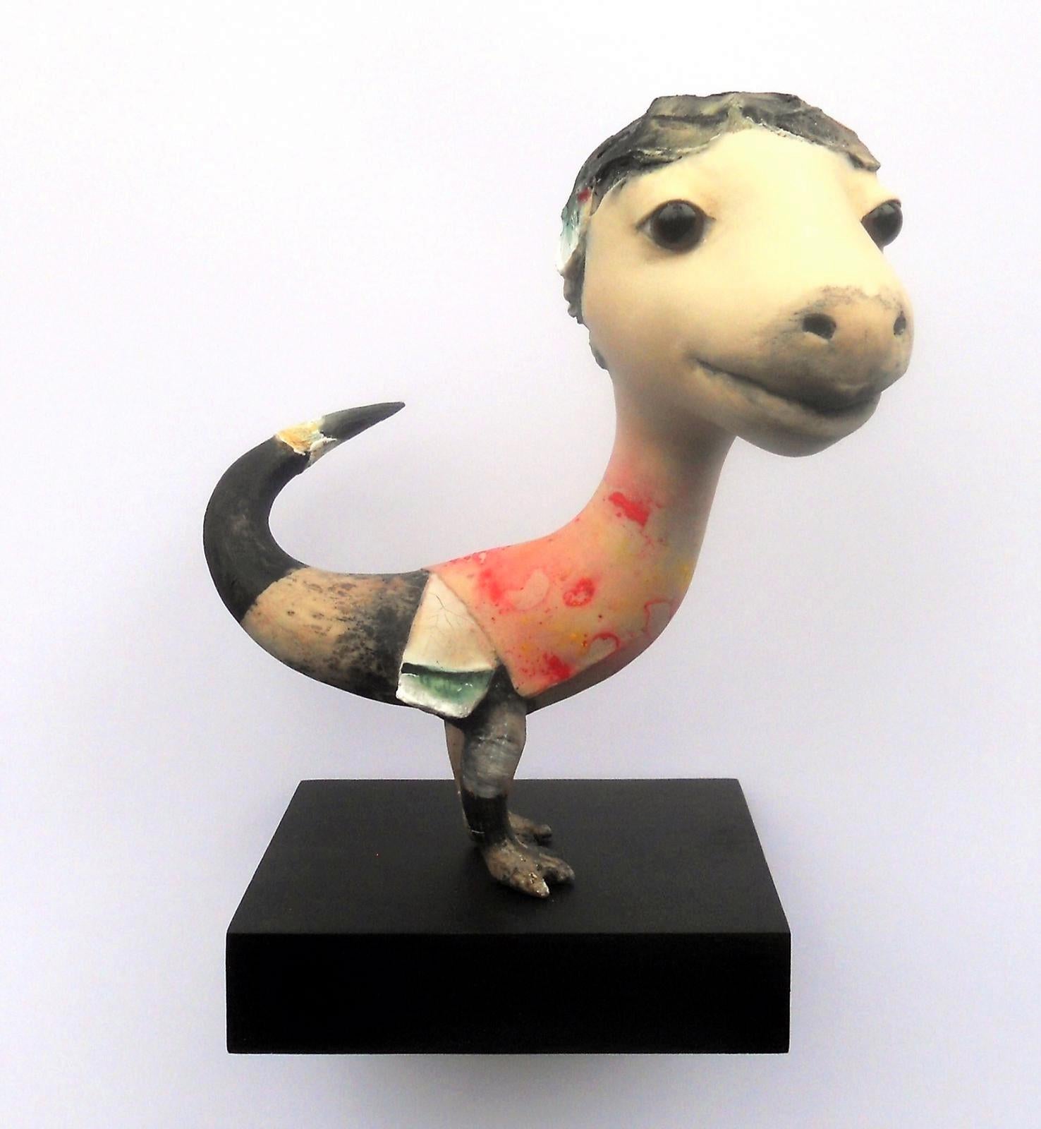 Branie Sculpture Mixed Media Bird Surreal Fantasy Art In magazzino - Figurative Sculpture Nero di Corjan Nodelijk