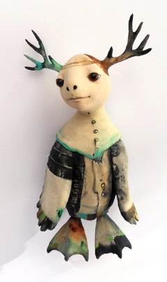 Scultura a tecnica mista Lady Creature Surrealism Cute Animal In magazzino