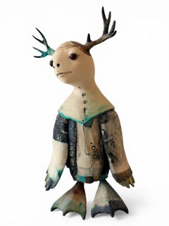 Scultura a tecnica mista Lady Creature Surrealism Cute Animal In magazzino