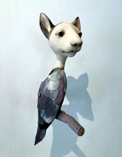 Optie Option Sculpture Mixed Media Animal Bird on the Wall Branch En stock