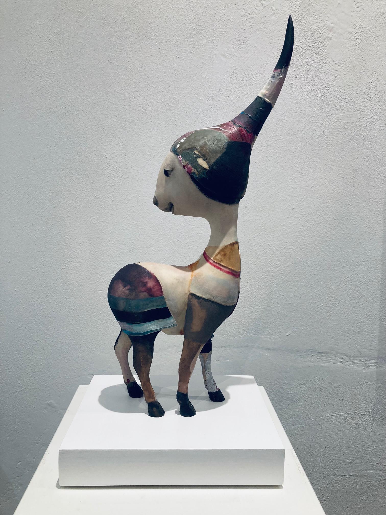 Paar Pair Mixed Media Sculpture Surreel Animal Bird Dog In Stock 
Corjan Nodelijk is a composer and a professional storyteller. The quirky and surreal creatures - mostly people or animals - seem curious. But it is ultimately up to the viewer to have