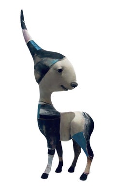 Paar Pair Mixed Media Sculpture Surreel Animal Bird Dog En stock 