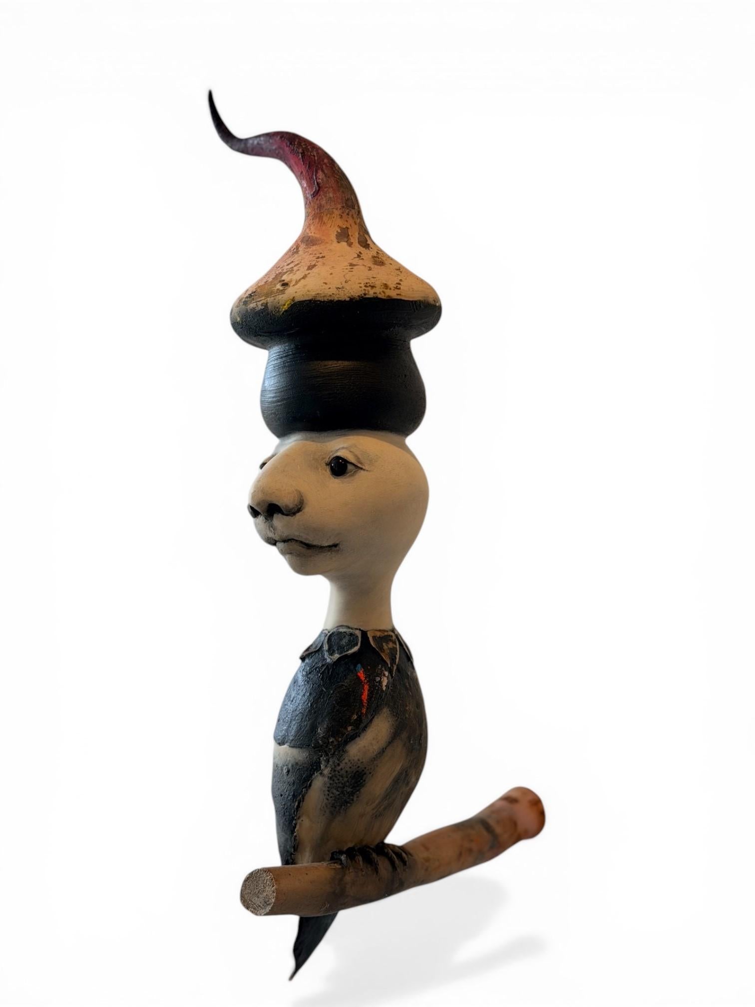 Corjan Nodelijk Figurative Sculpture - Story Mixed Media Absurd Animal Bird Dog Modern Contemporary In Stock