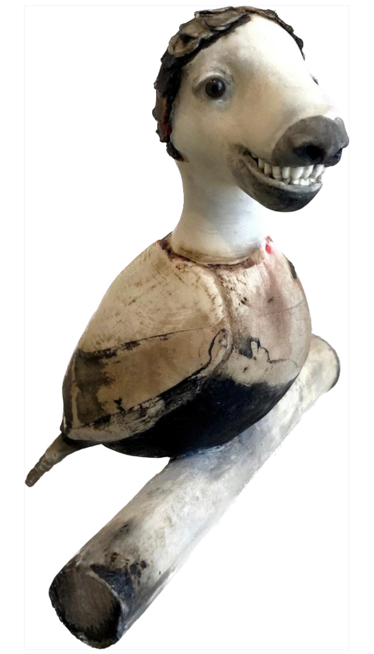 Corjan Nodelijk Figurative Sculpture - Vrijdag Friday Sculpture Mixed Media Contemporary Fantasy Bird In Stock 