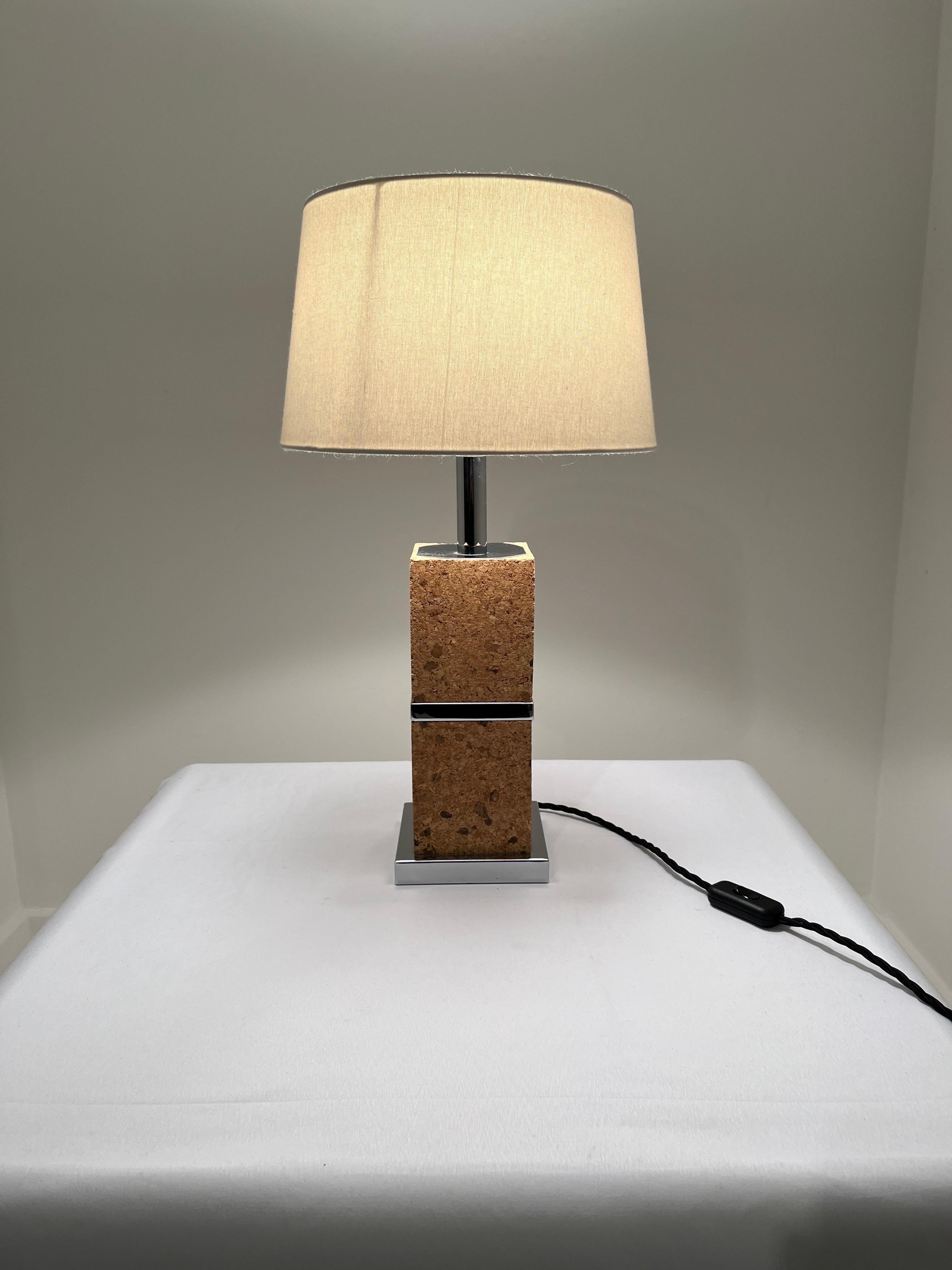 Frech Chrome Cork Lamp 
Nice Modern Design From 10970s

Excellent condition as shown. 
Rewired for uk 


