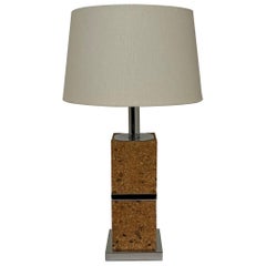 Cork and Chrome Table Lamp France c1970s
