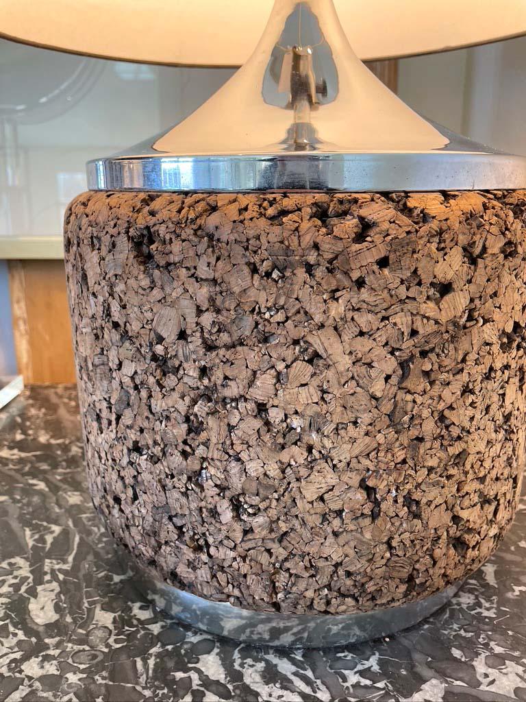 cork and chrome lamp