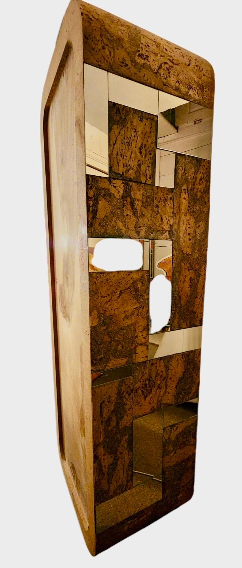 Late 20th Century Cork and Chrome Wall Cabinet in the Style of Paul Evans 1980s For Sale