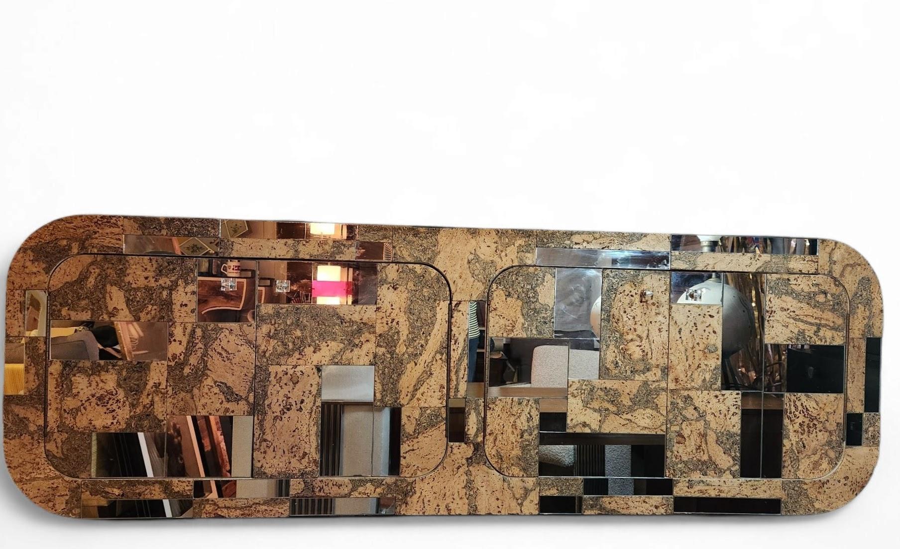Cork and Chrome Wall Cabinet in the Style of Paul Evans 1980s For Sale 1