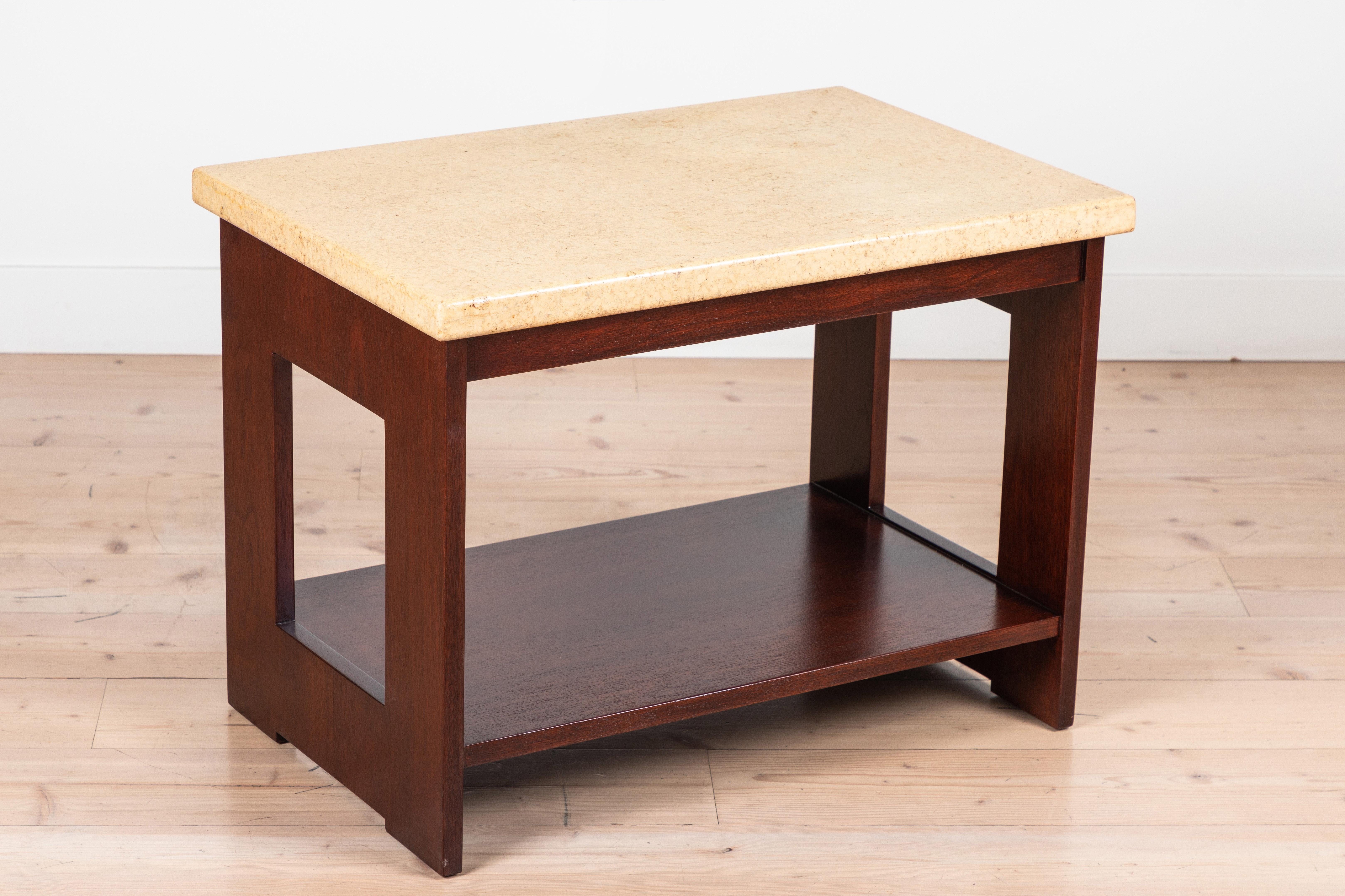 Mid-Century Modern Cork and Mahogany Side Table Side Table by Paul Frankl