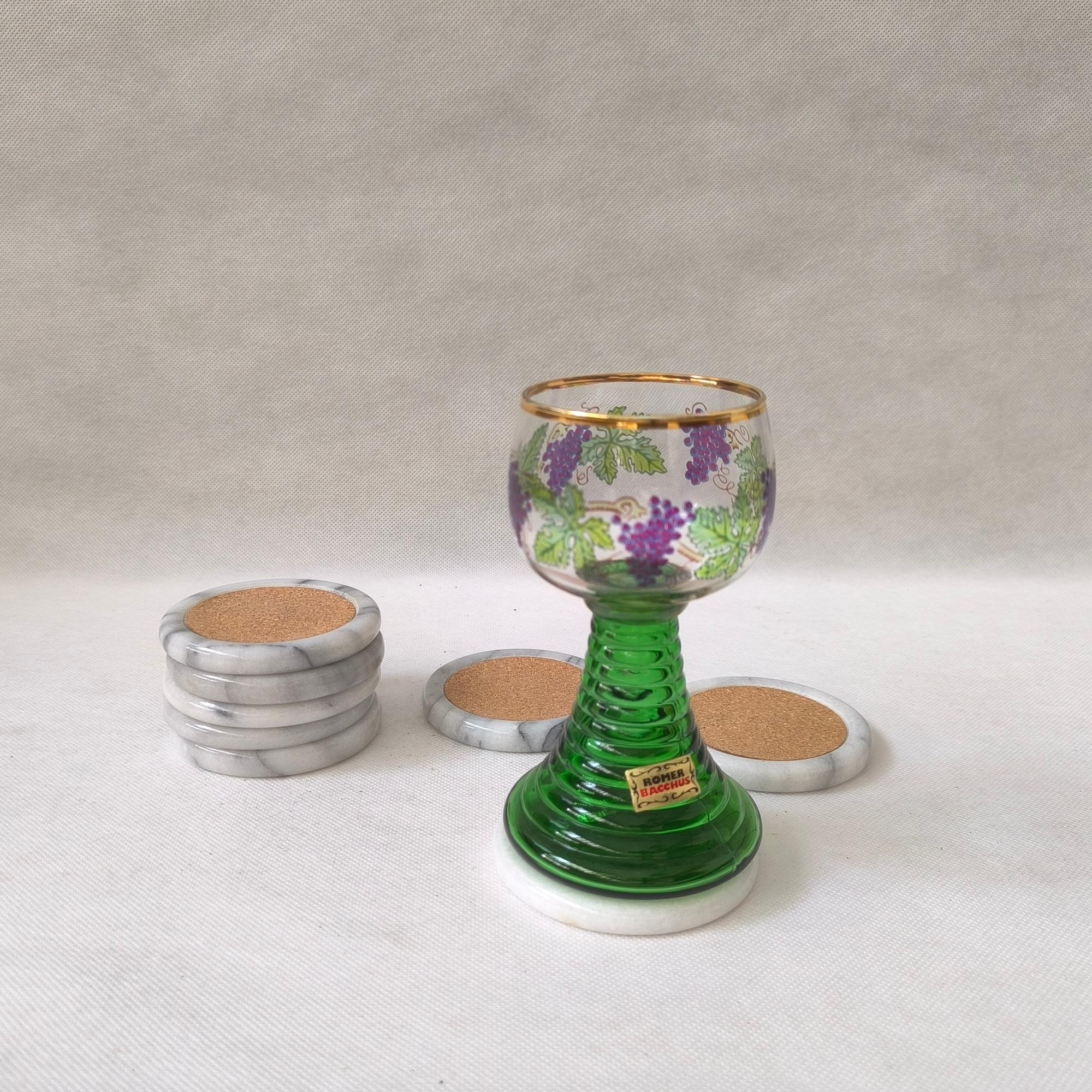 Modern Cork and Marble Coasters - Set of 8 - Minimalist Elegance with Organic Charm For Sale