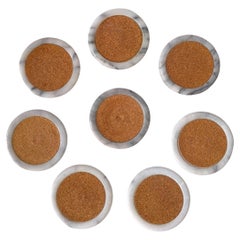 Sous-verres en liège et marbre - Lot de 8 - Élégance minimaliste et charme organique