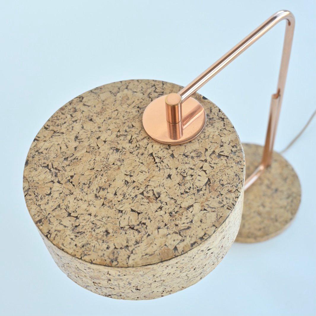 American Cork and Polished Copper Lamp by Kurt Versen  For Sale