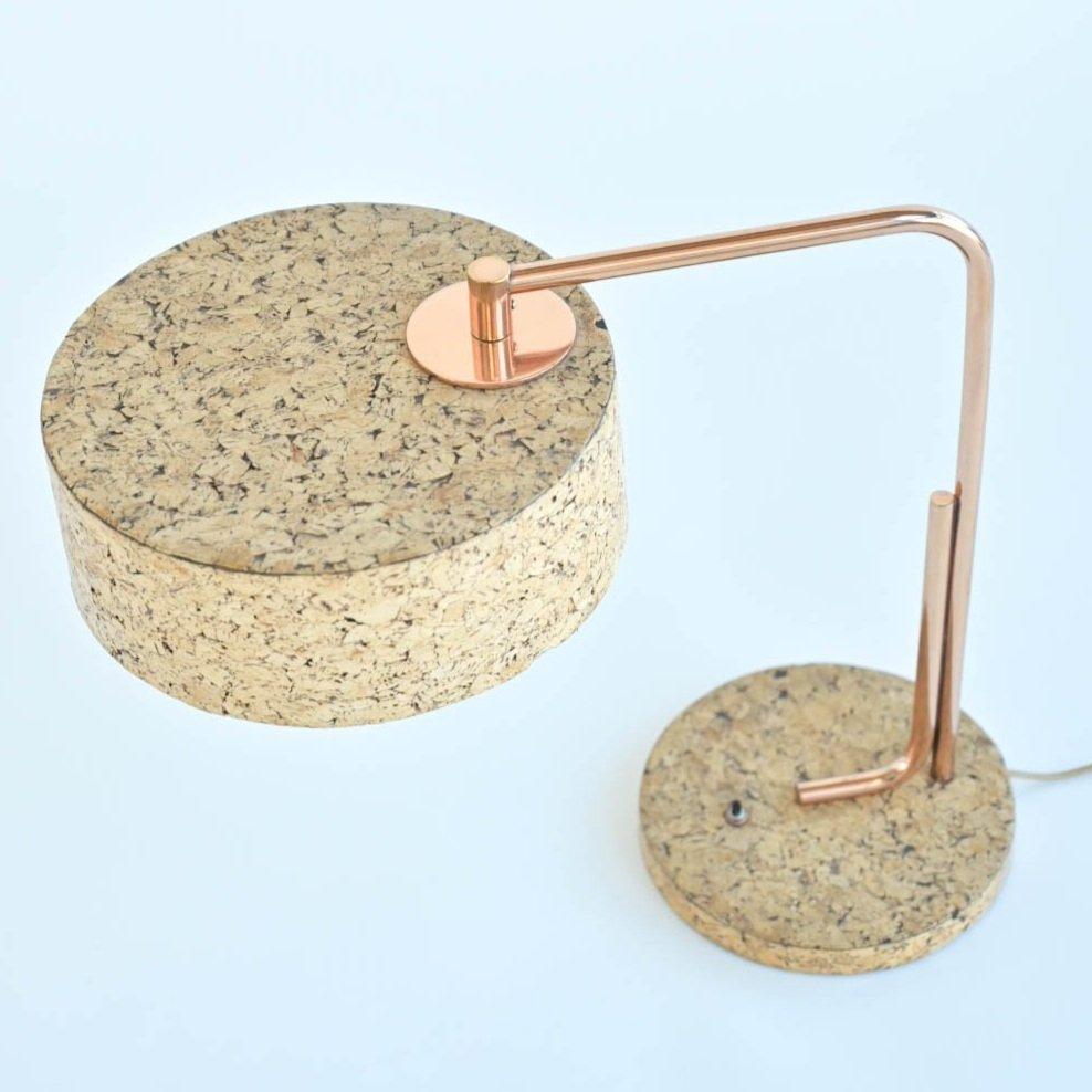 Cork and Polished Copper Lamp by Kurt Versen  In Good Condition For Sale In Malibu, CA