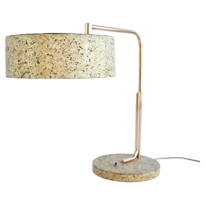 Cork and Polished Copper Lamp by Kurt Versen  For Sale