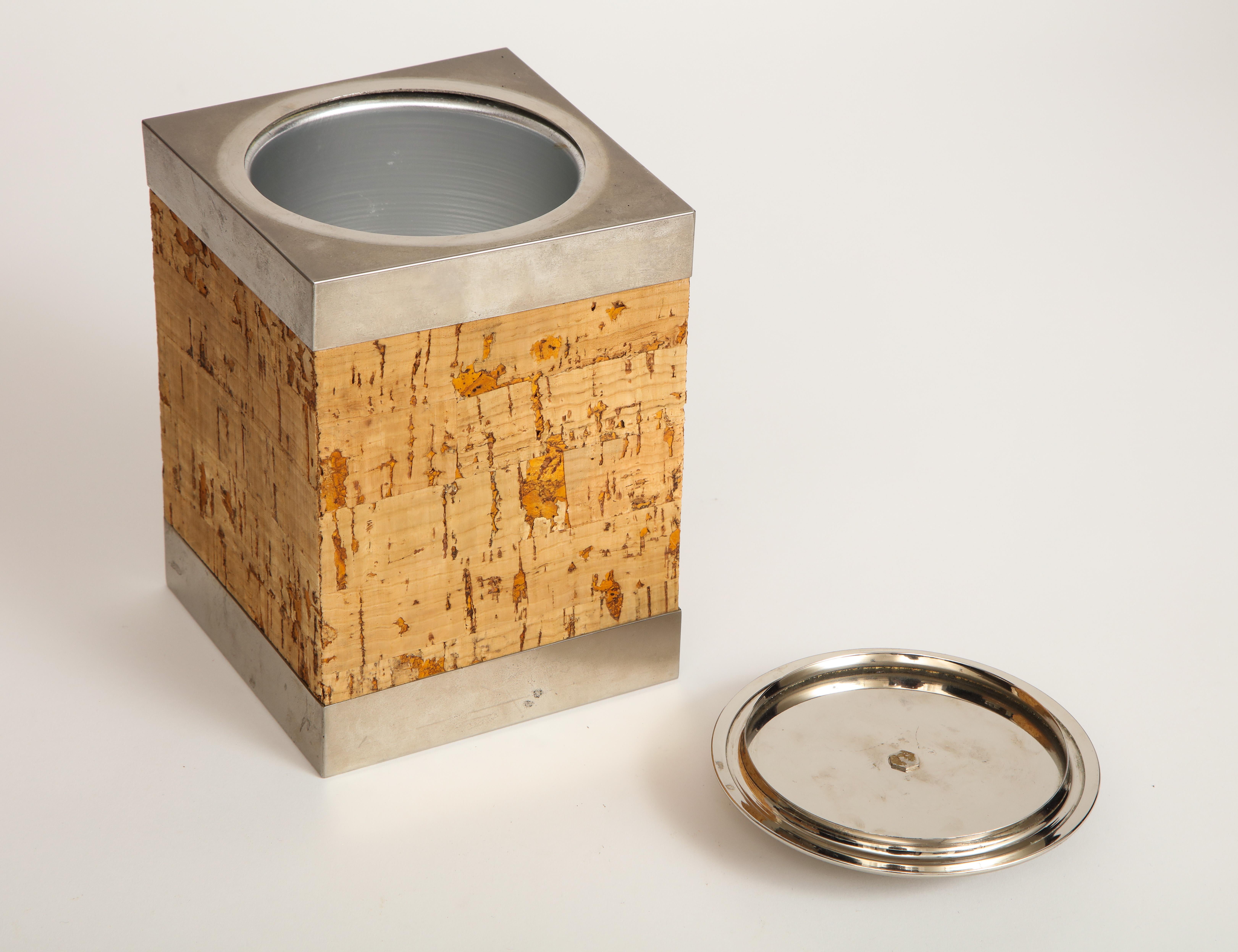 Plated Cork and Silver Ice Bucket For Sale
