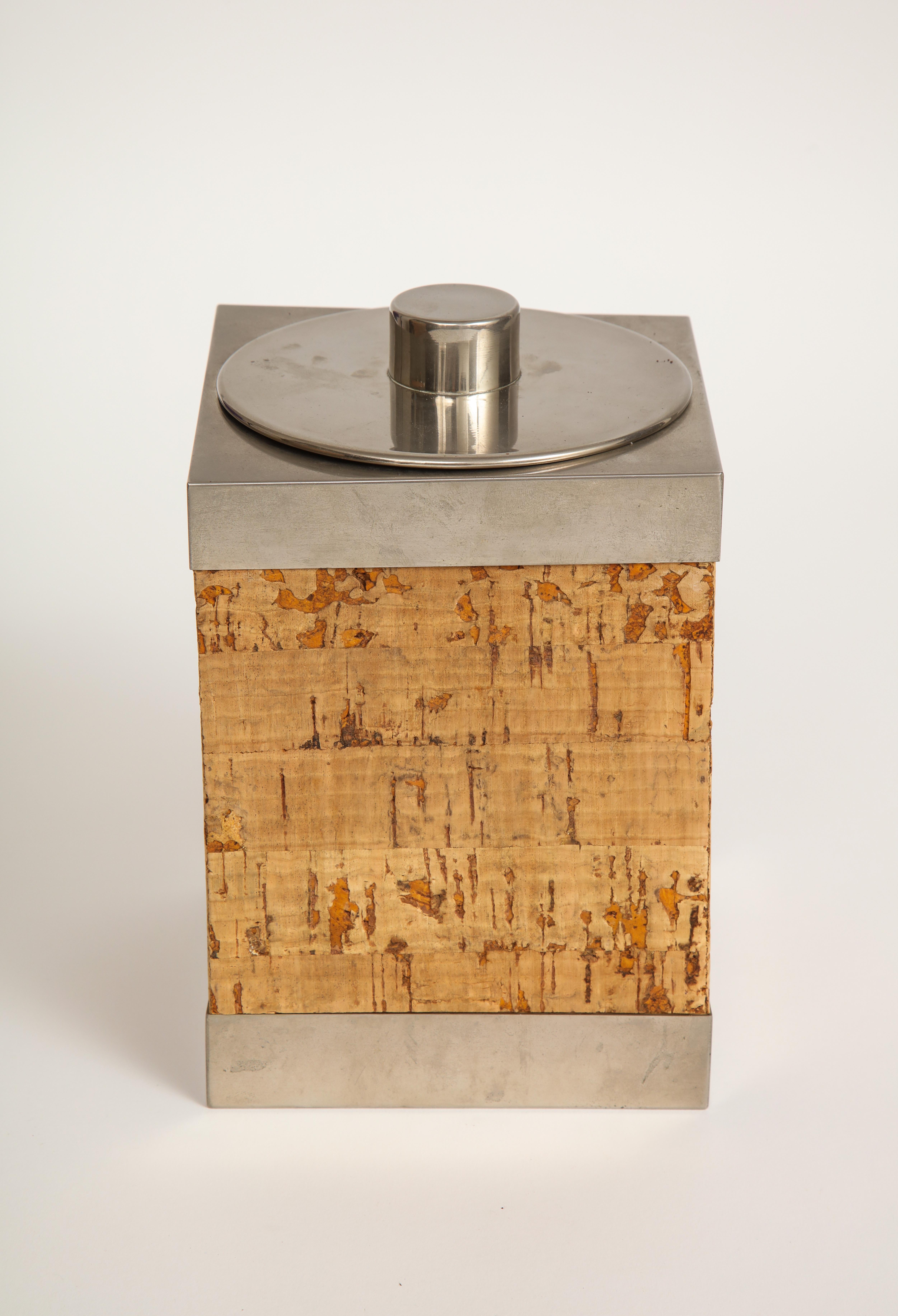 Late 20th Century Cork and Silver Ice Bucket For Sale