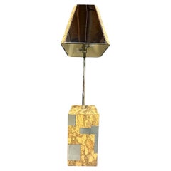 Stehlampe aus Kork und Edelstahl im Stil von Paul Evans