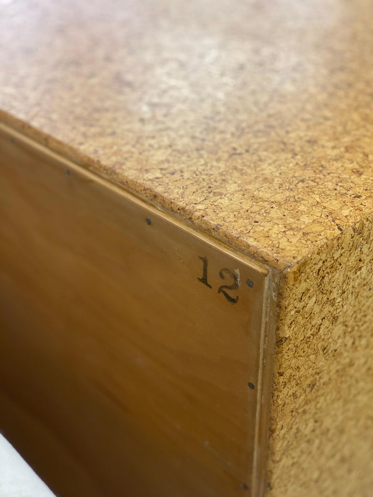Cork and White Lacquer 9 Drawer MidCentury Dresser For Sale at 1stDibs