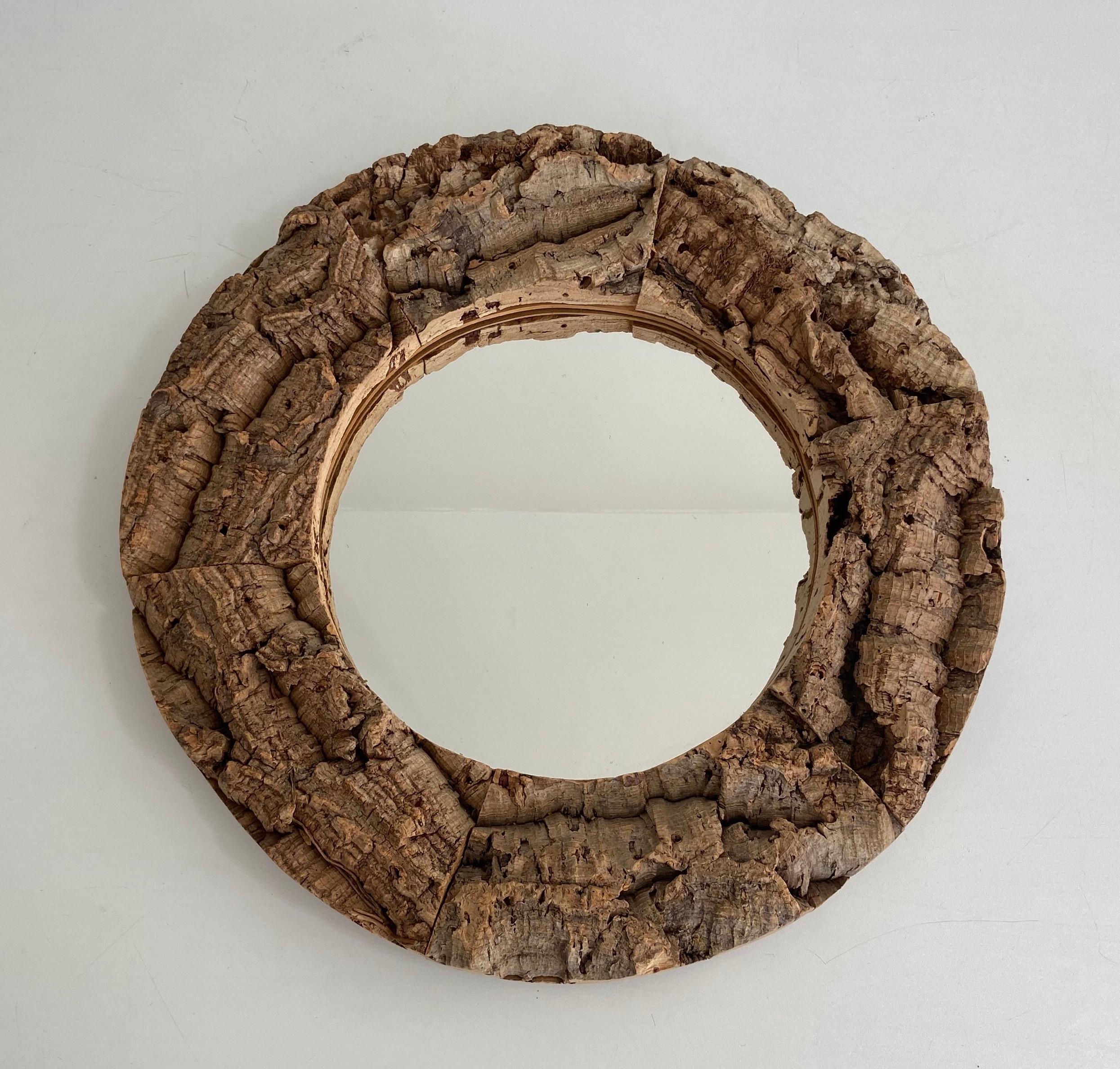 Cork and Wood Mirror, French Work, Circa 1970 For Sale 5