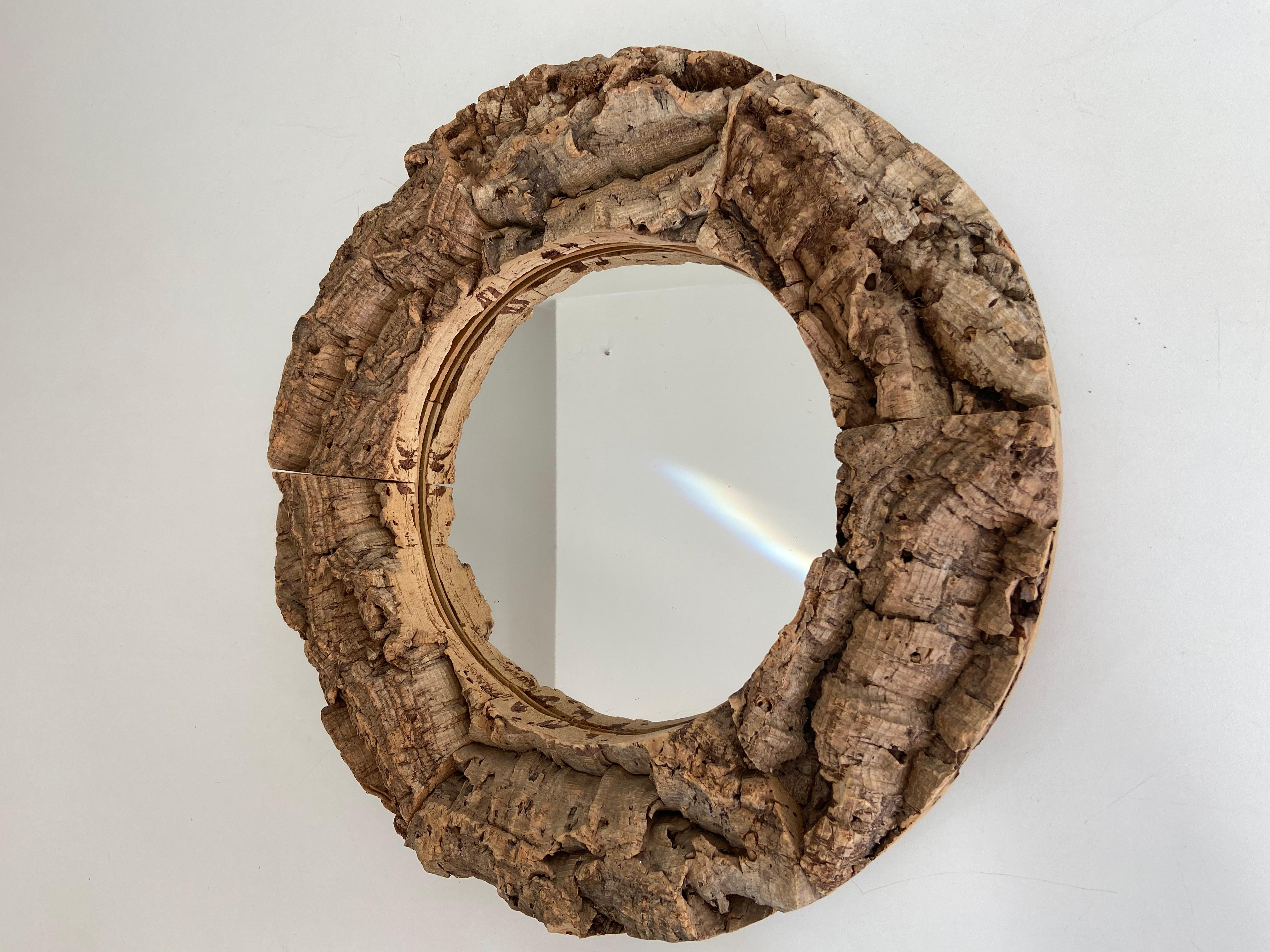 Cork and Wood Mirror, French Work, Circa 1970 For Sale 8