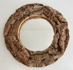 Cork and Wood Mirror, French Work, Circa 1970