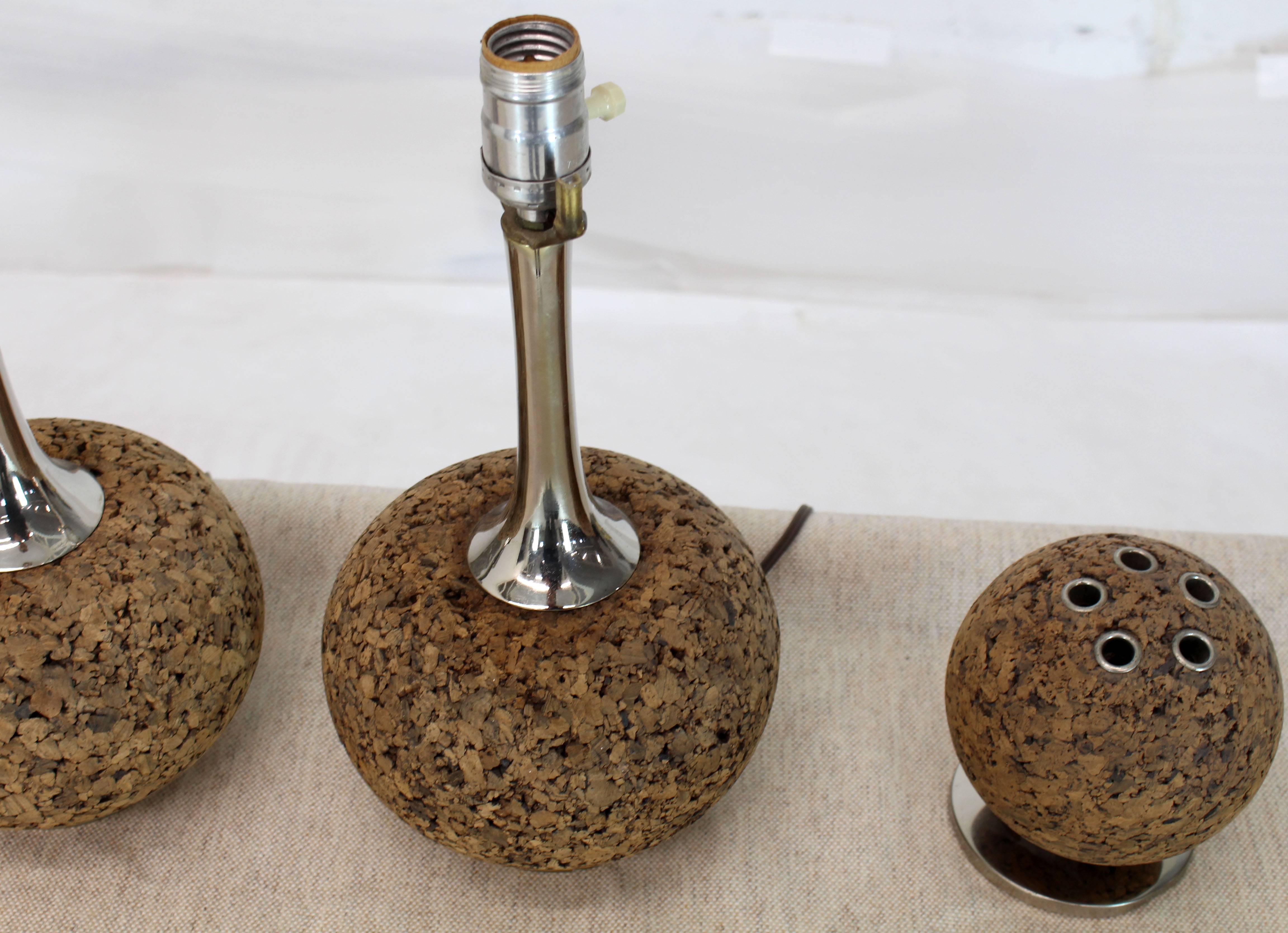 Mid-Century Modern Cork Desk Tools Lamps