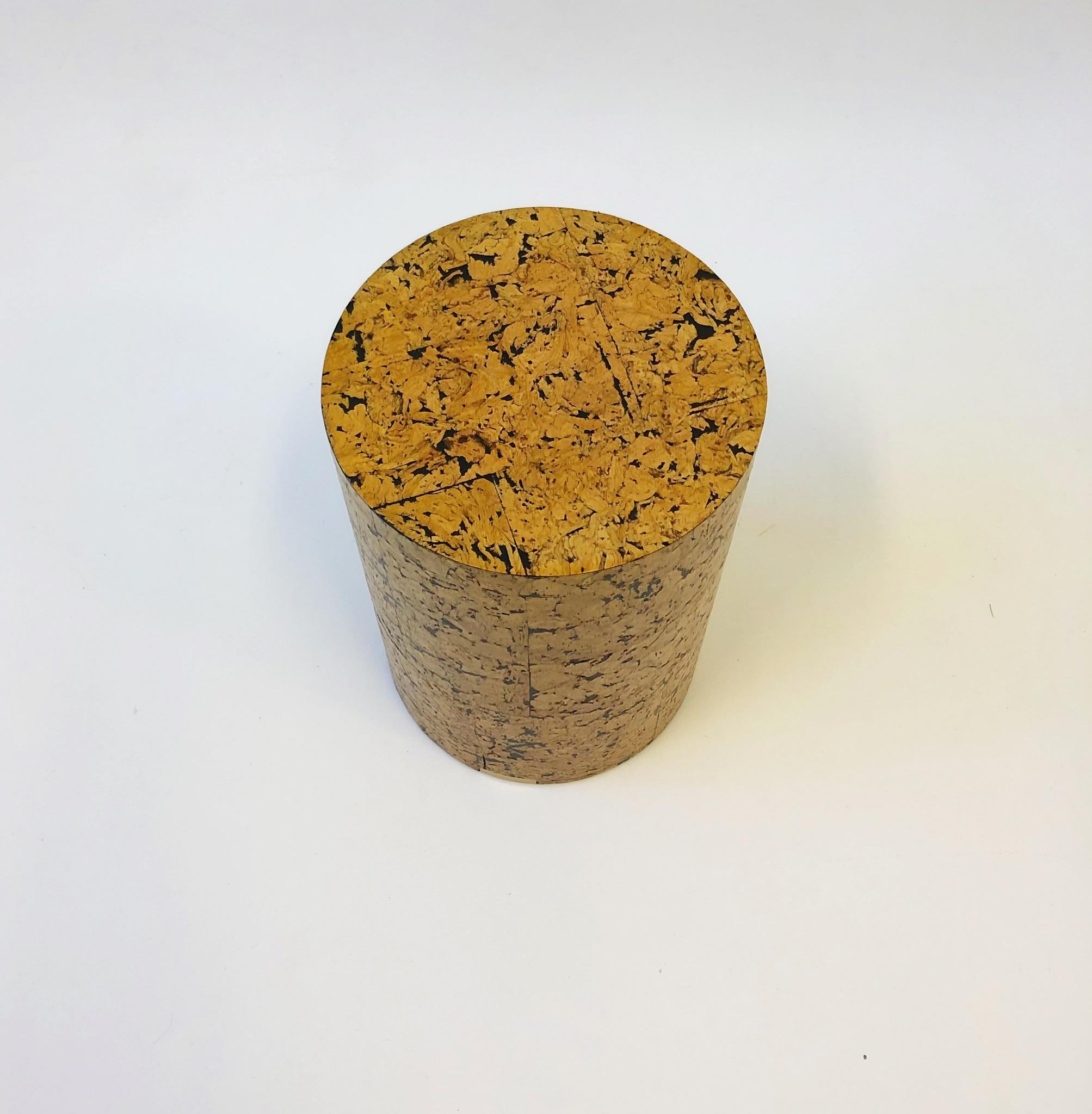 Modern Cork Drum Occasional Table