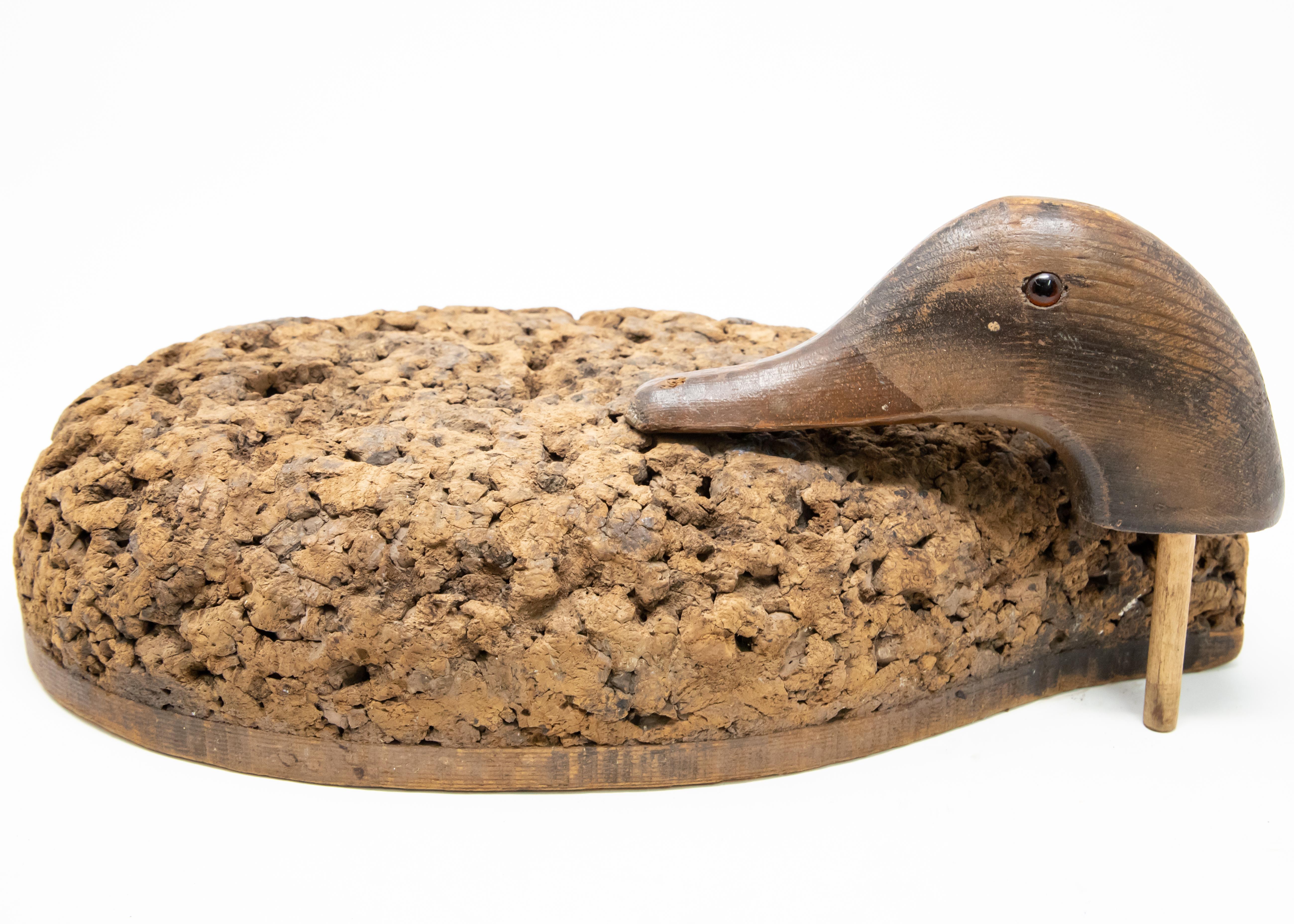Cork Duck Decoy with Wood Head For Sale 2