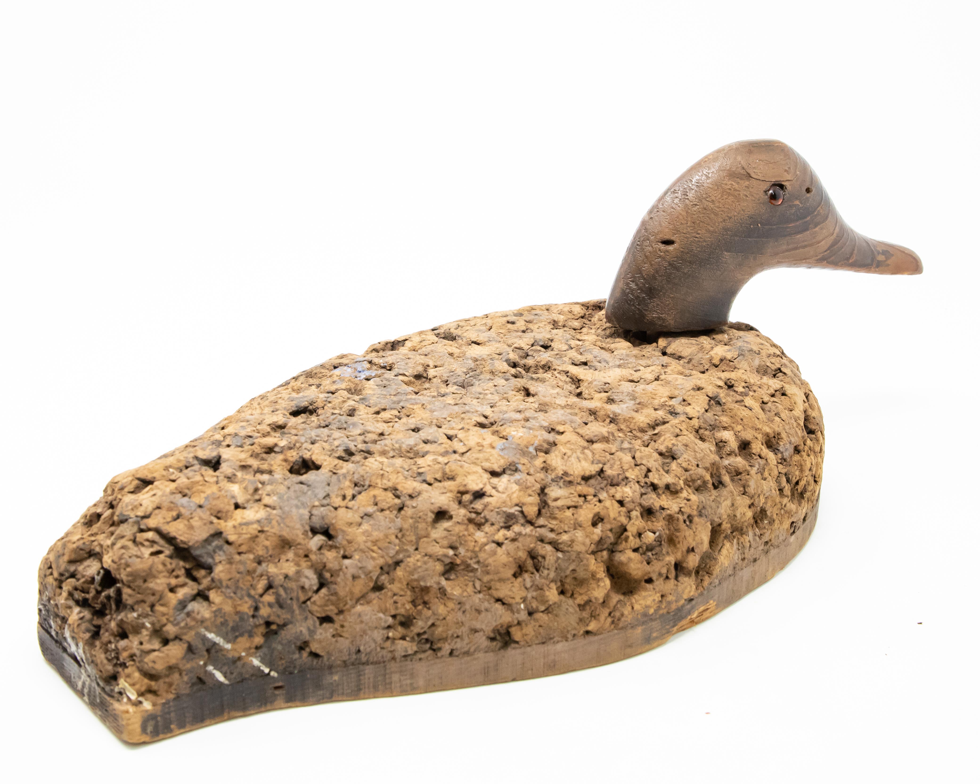 American Cork Duck Decoy with Wood Head For Sale