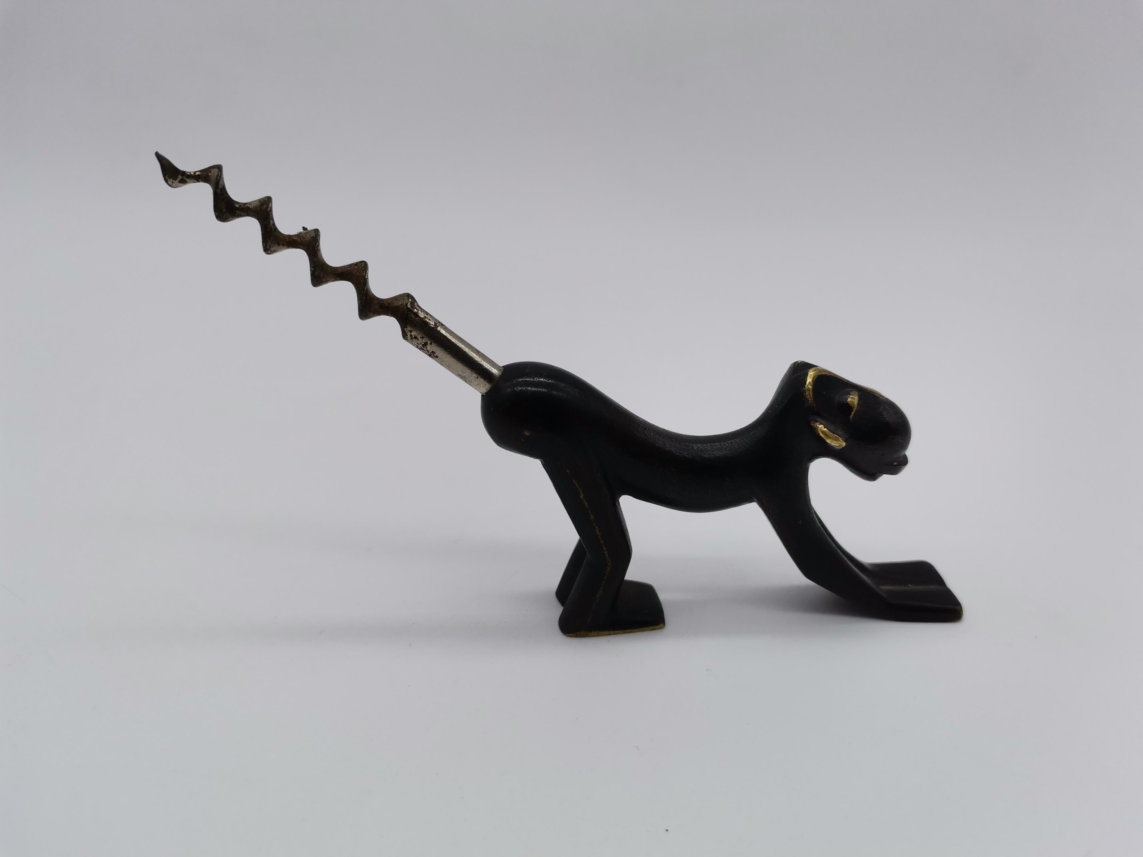 Austrian Cork Screw Ape, Brass Blackened, Richard Rohac Vienna, Austria For Sale