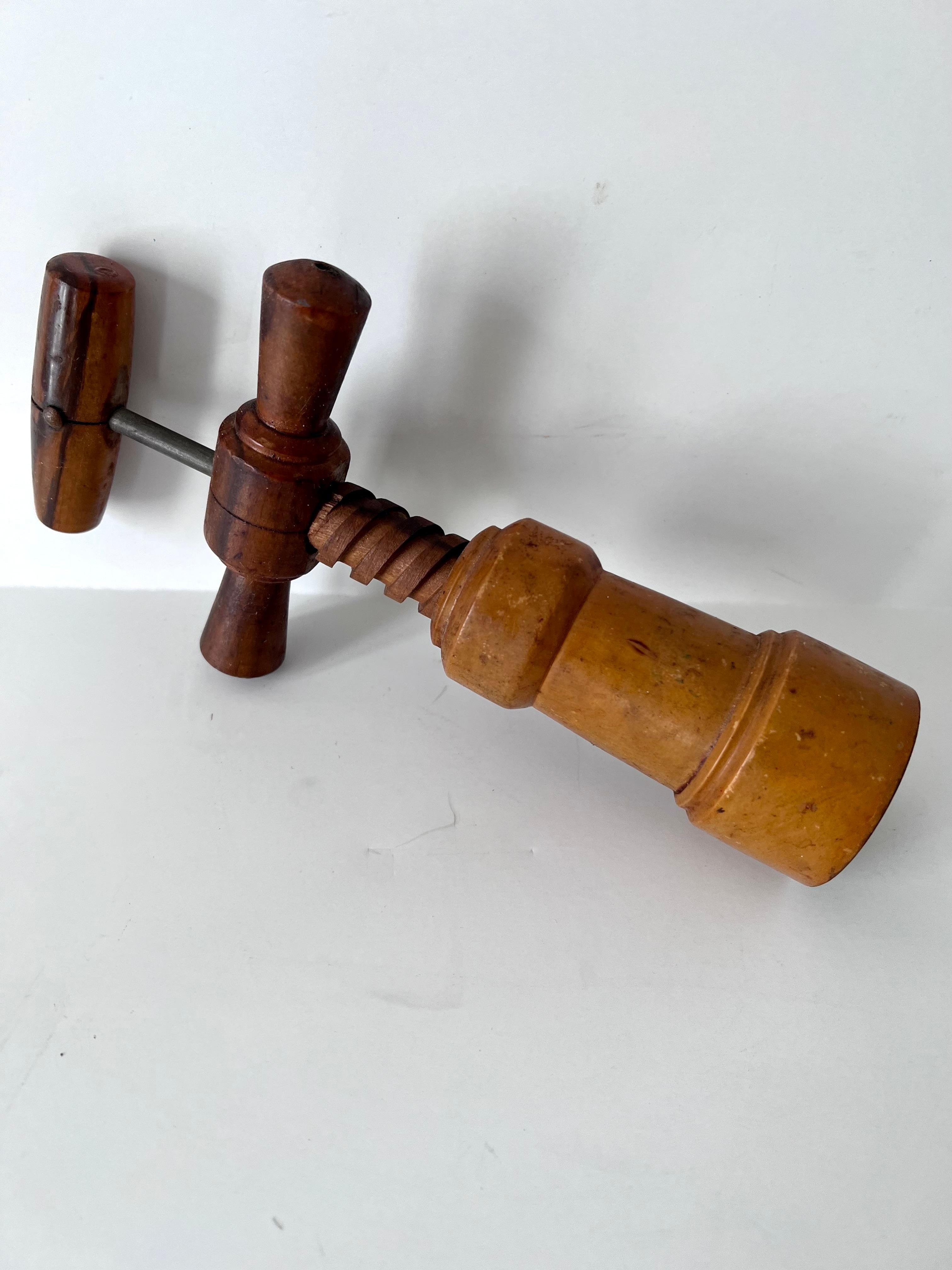 20th Century Cork Screw Made of Wood with Metal Screw For Sale