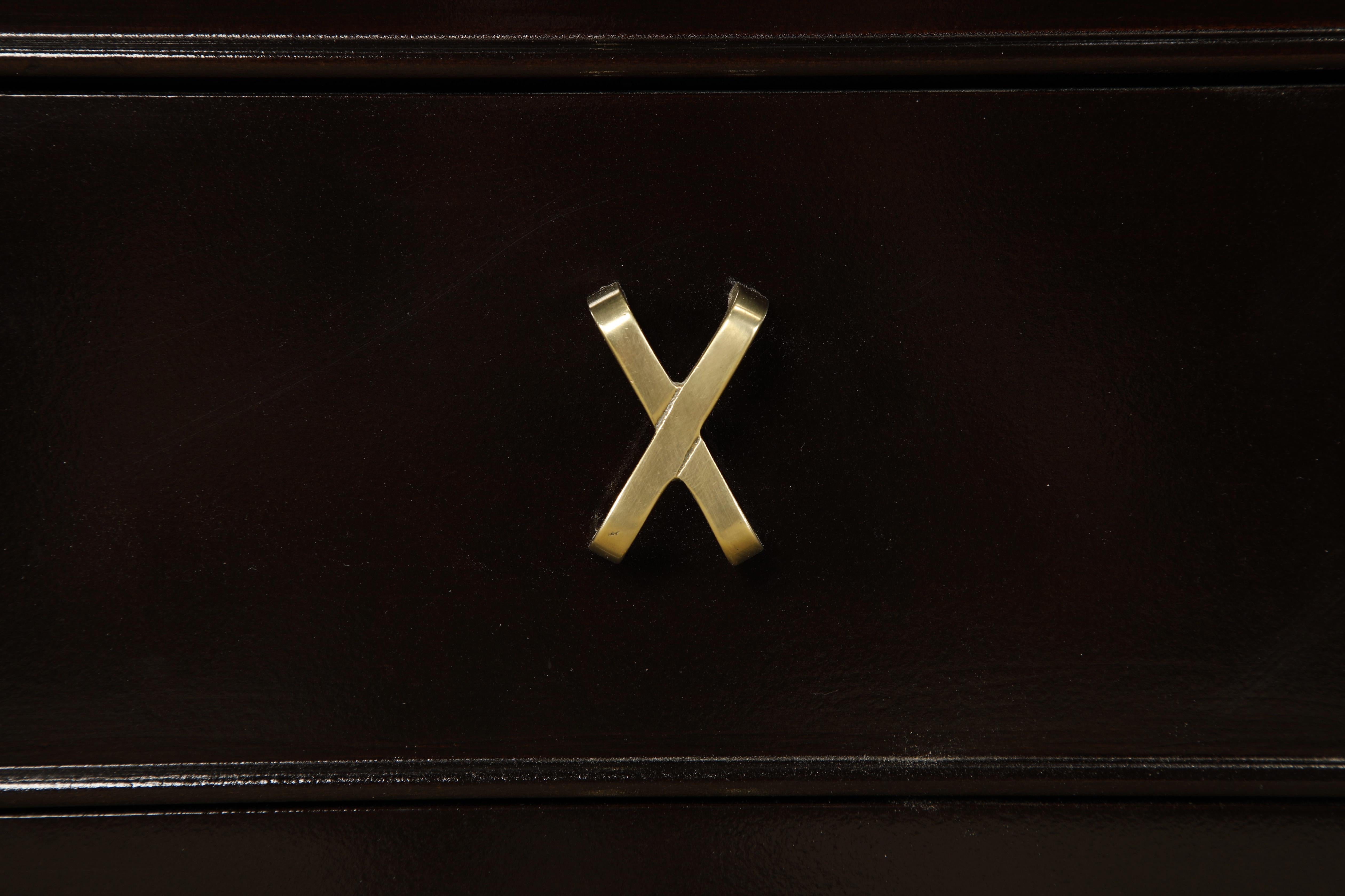 Brass Cork Sideboard / Dresser by Paul Frankl for Johnson Furniture, c. 1950s, Signed For Sale