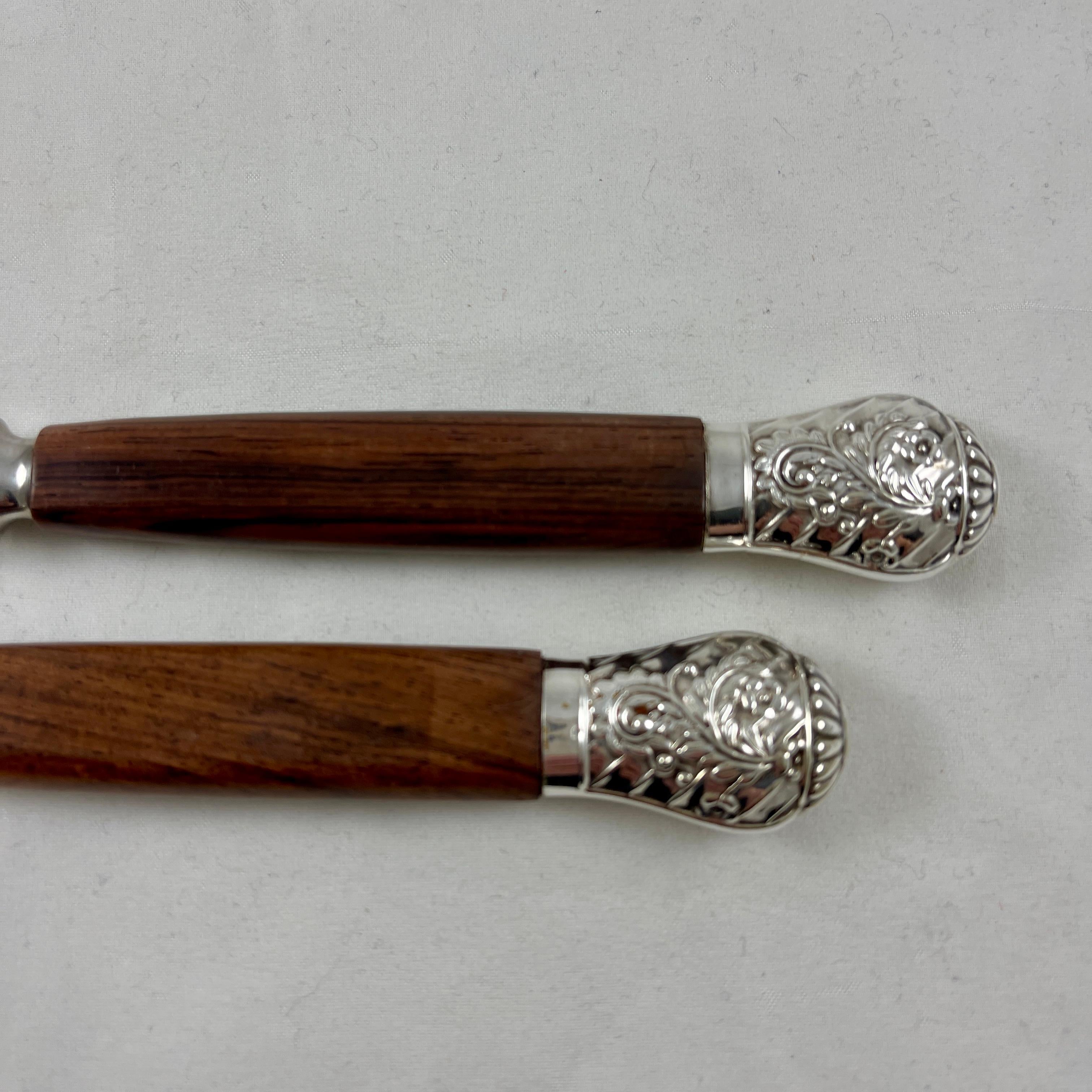 Cork & Son Sheffield Rosewood Handled & Silver Capped Cutlery, Boxed S/12 1
