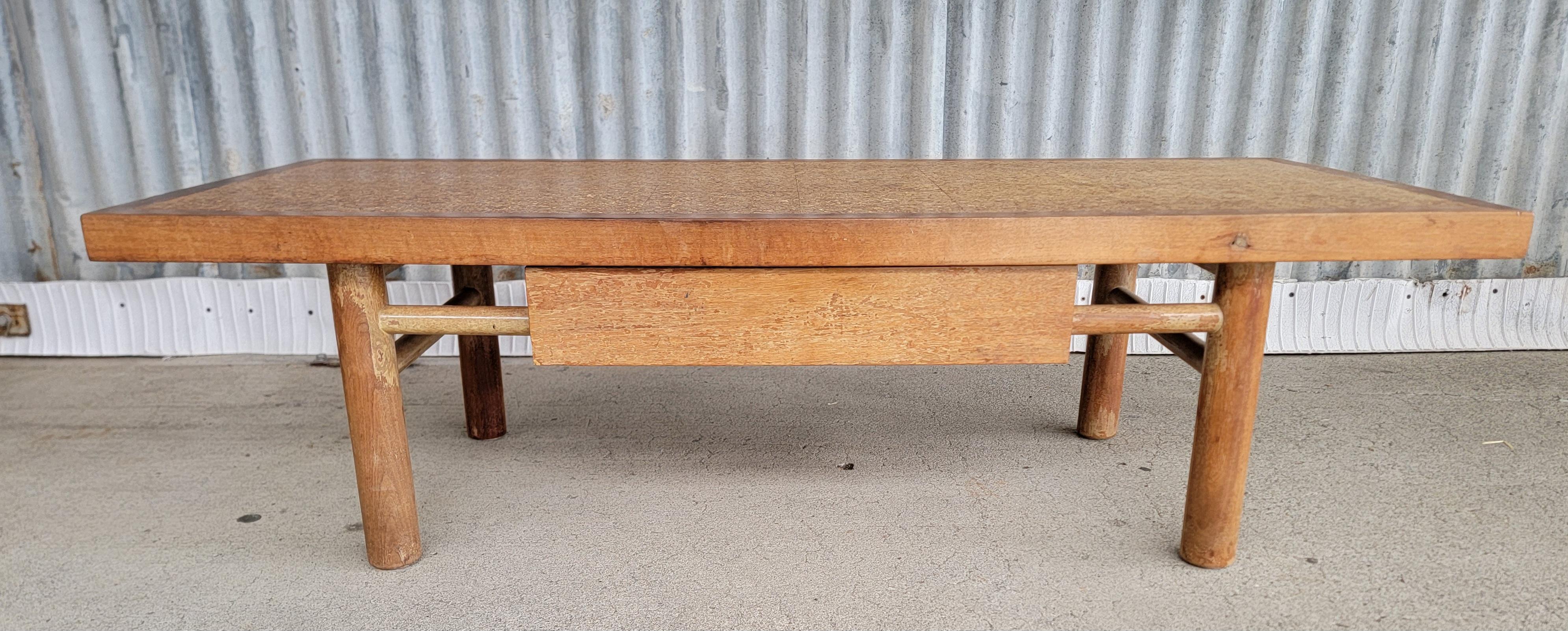 Mid-Century Modern Cork Top Coffee Table by American of Martinsville For Sale