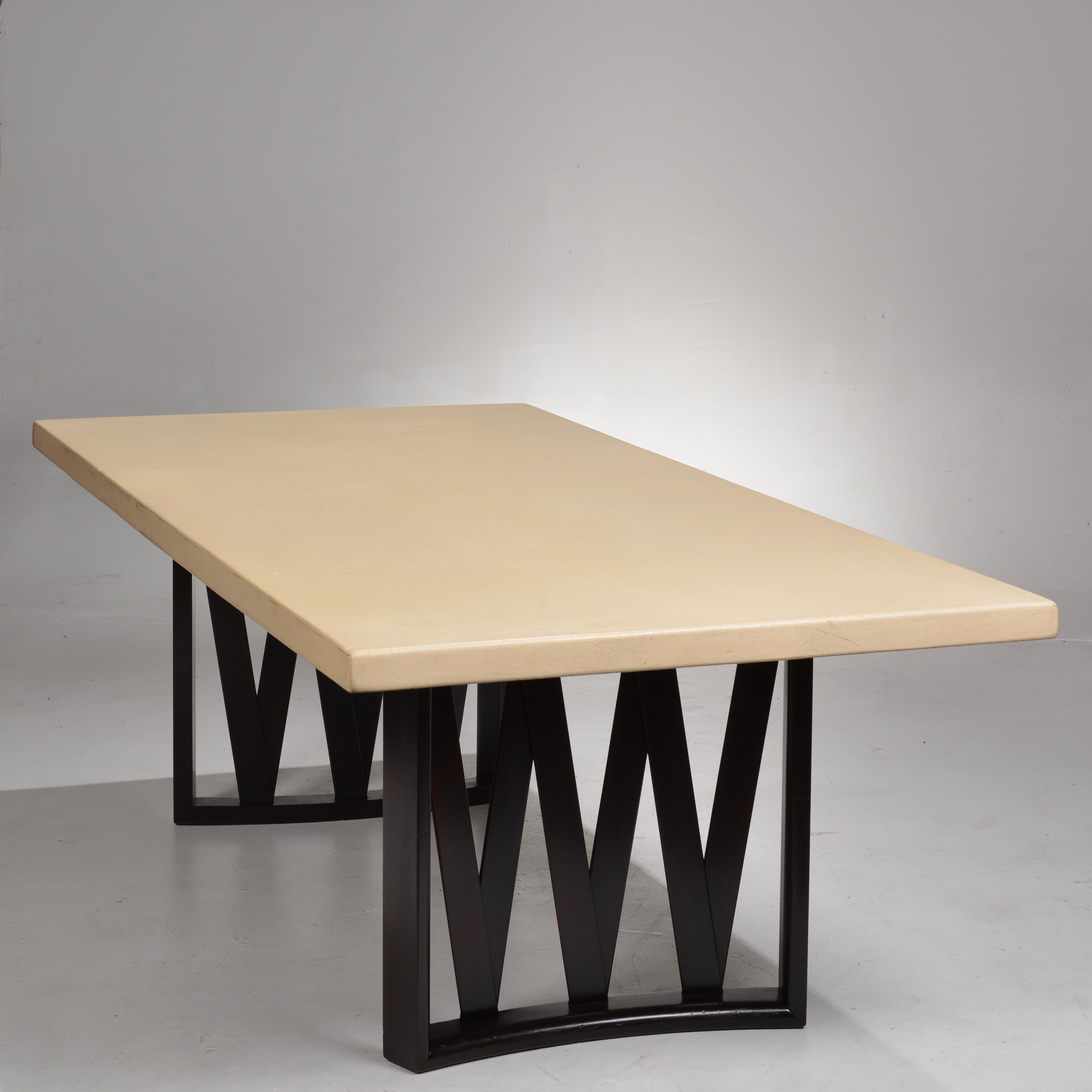 Américain Table de salle à manger à plateau en liège de Paul Frankl pour Johnson Furniture Co, vers 1950 en vente