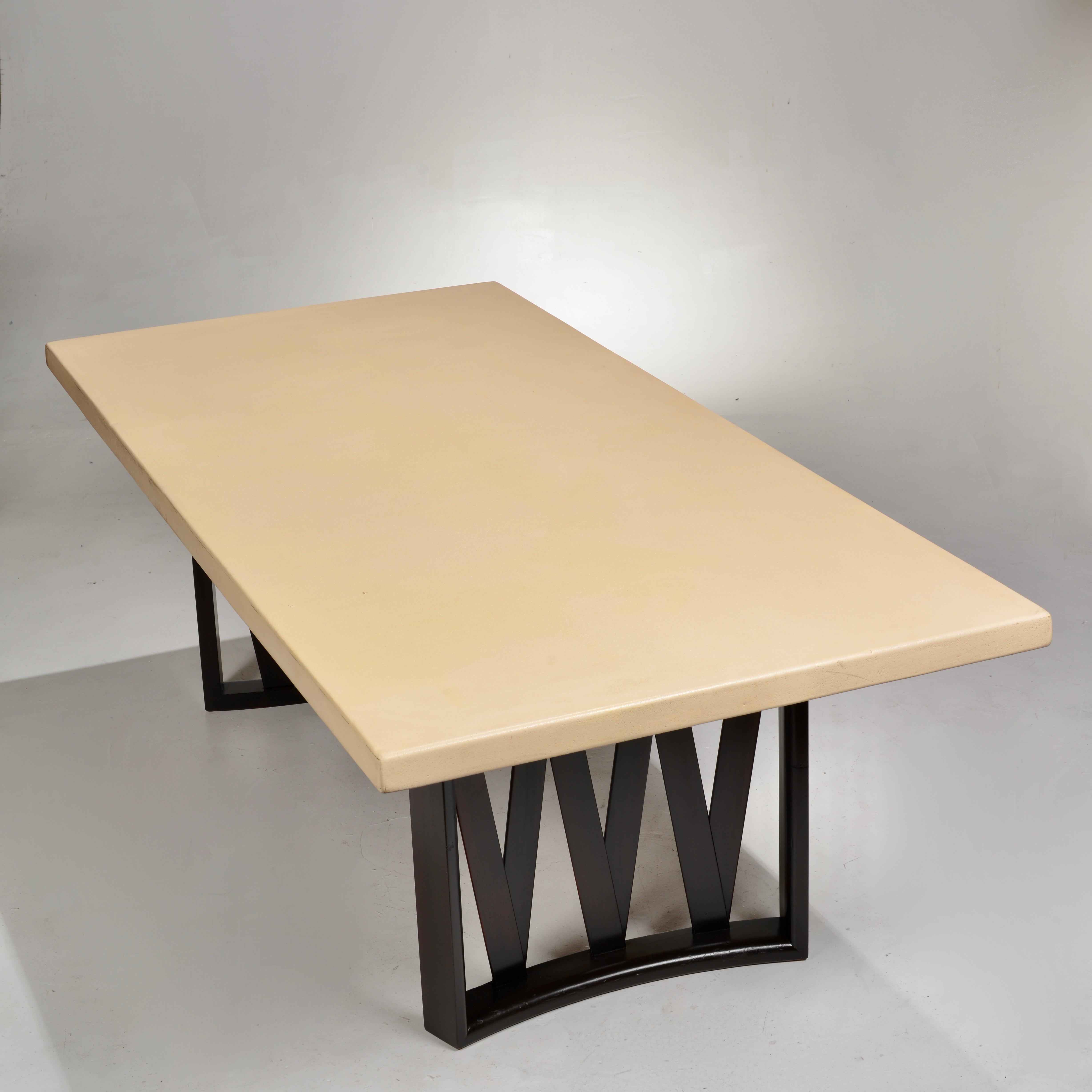 Laqué Table de salle à manger à plateau en liège de Paul Frankl pour Johnson Furniture Co, vers 1950 en vente