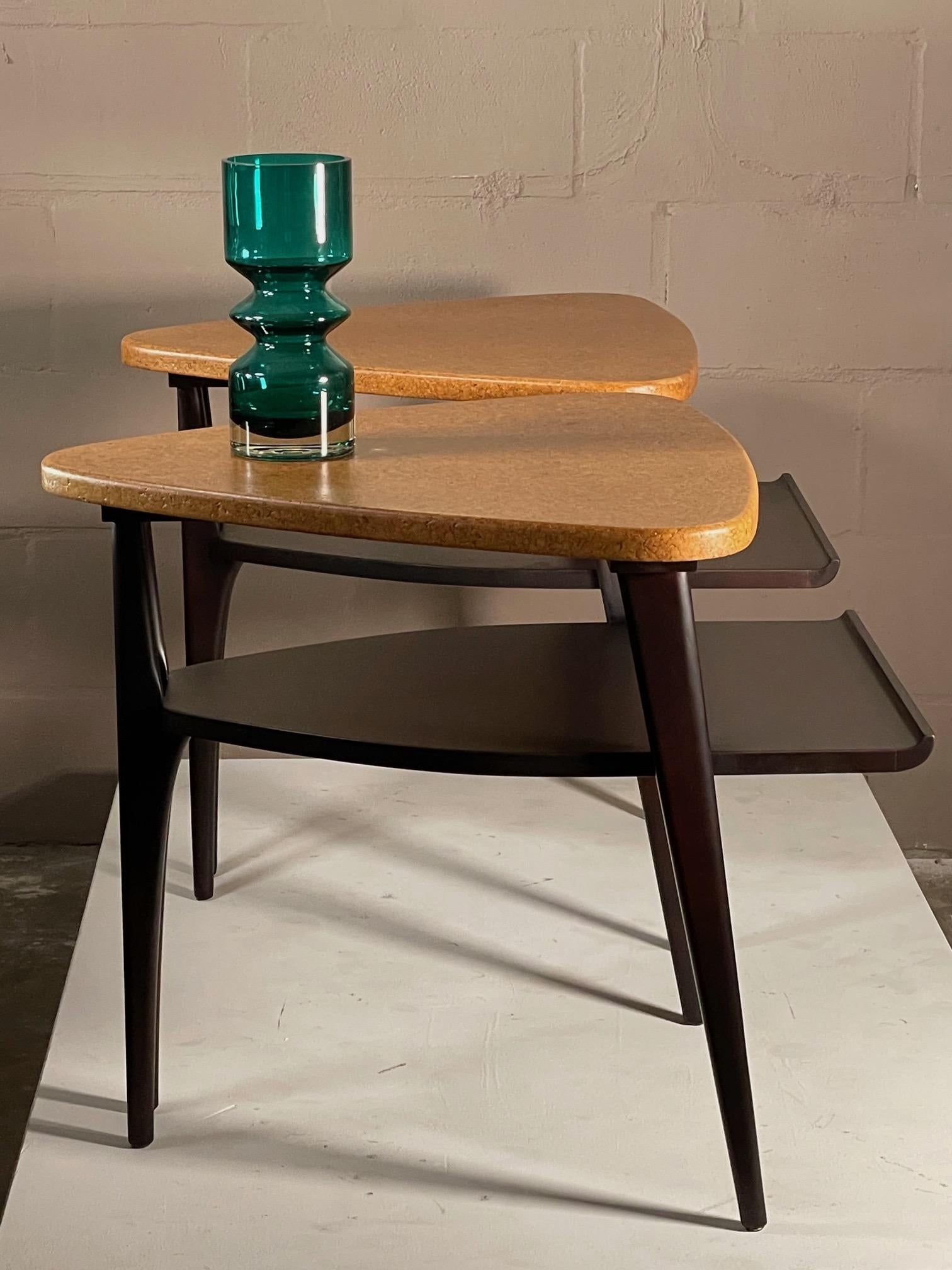 Mid-Century Modern Cork Top End Tables by Paul Frankl For Sale