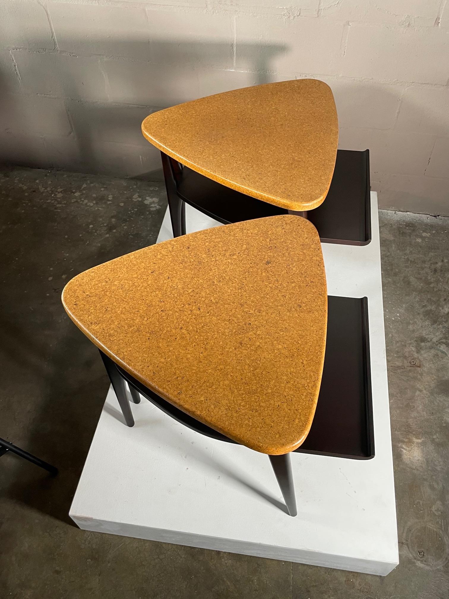American Cork Top End Tables by Paul Frankl For Sale