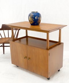 Korkplatte Mid-Century Modern zweitüriger Servierschrank Bar Sideboard auf Rädern